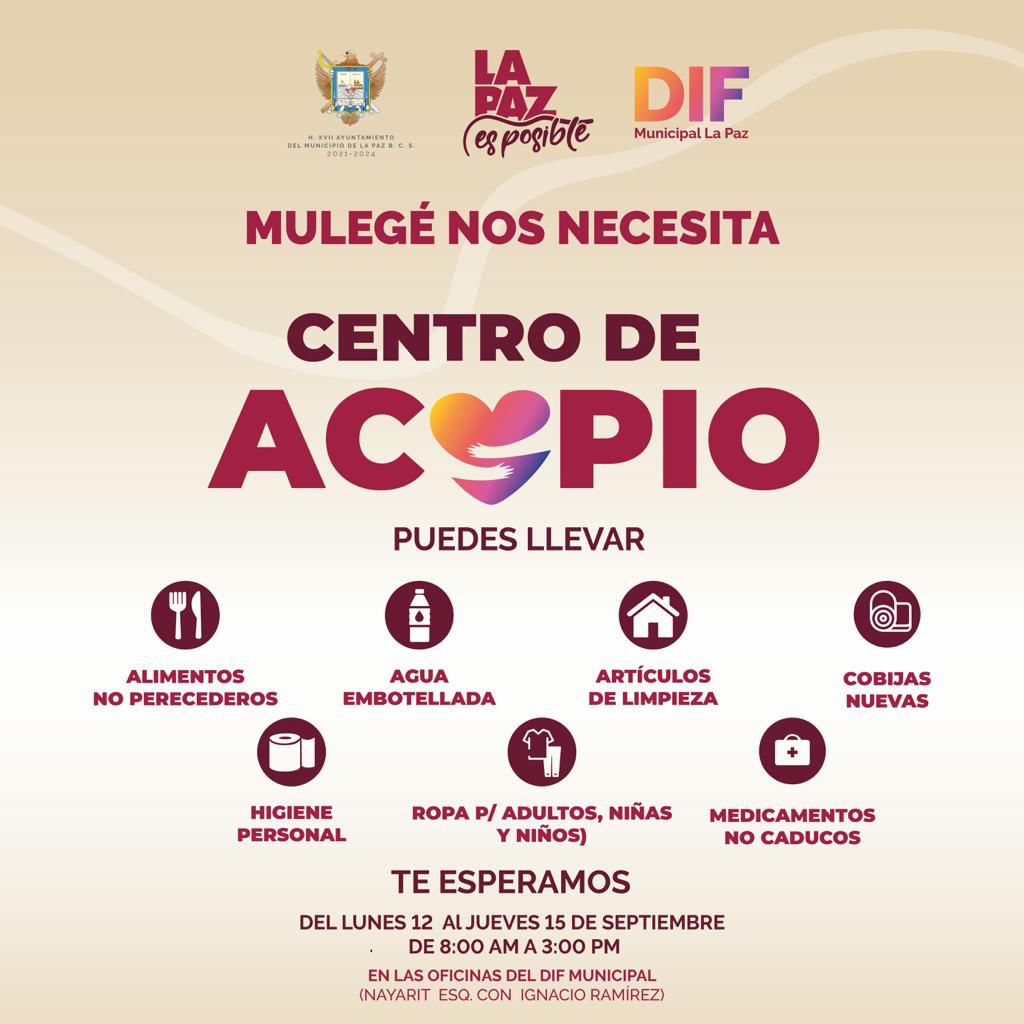Abre DIF La Paz centro de acopio para apoyar a la población de Mulegé