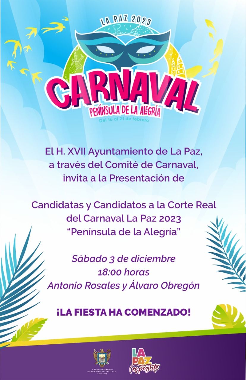 Presentarán este sábado a aspirantes a la Corte Real del “Carnaval La Paz 2023”