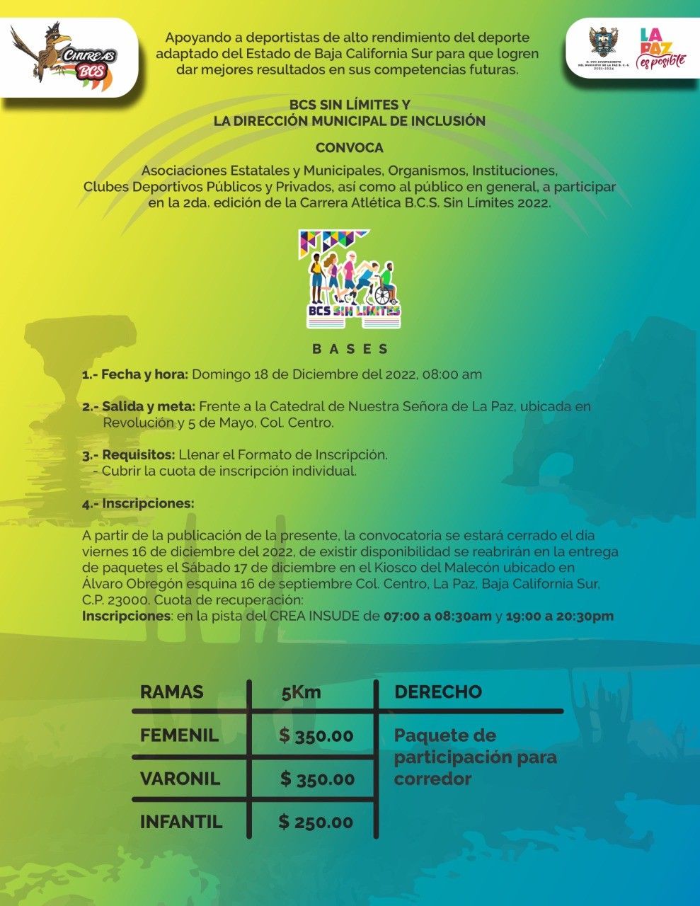 Invitan a la Segunda Carrera Atlética Inclusiva en La Paz