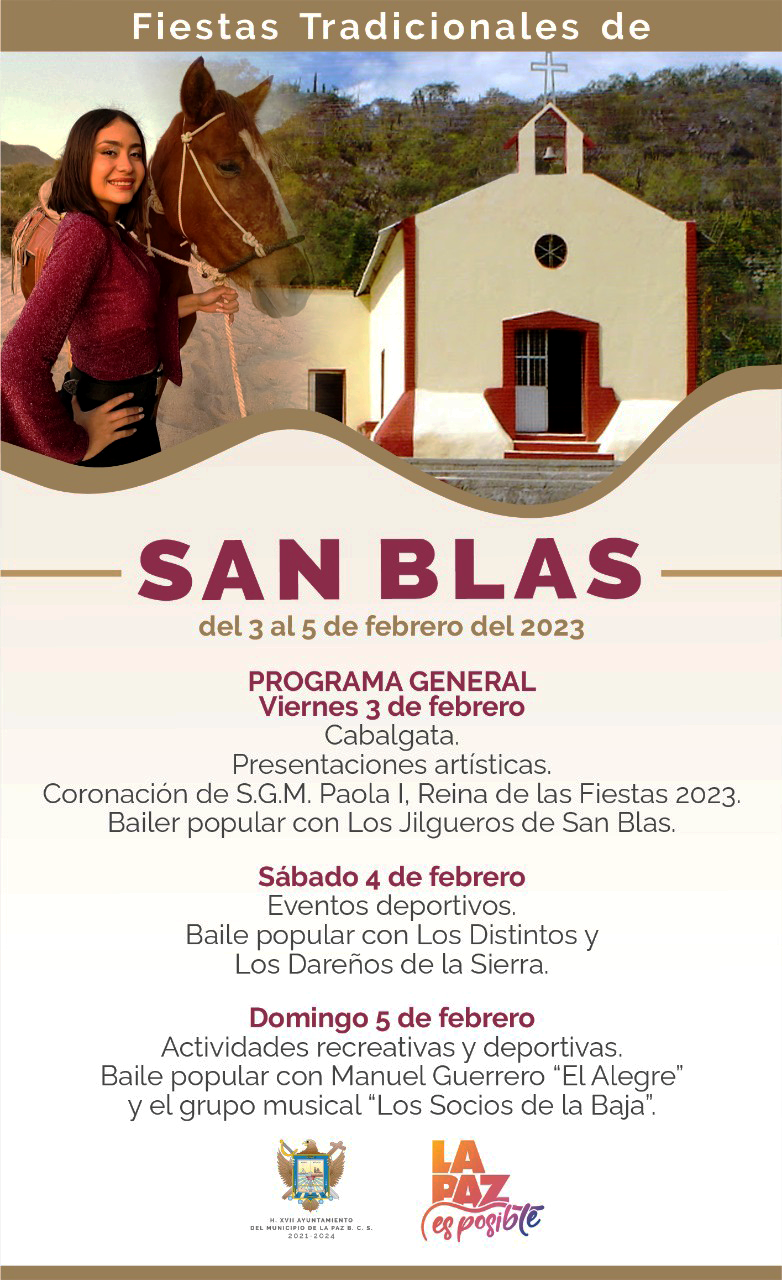 Invita Ayuntamiento a las Fiestas Tradicionales de San Blas 2023