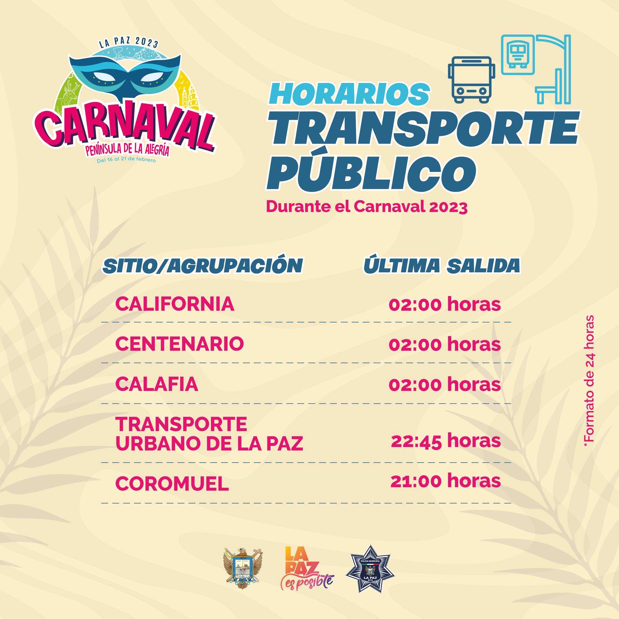 Ampliarán horario de servicio de transporte público por Carnaval