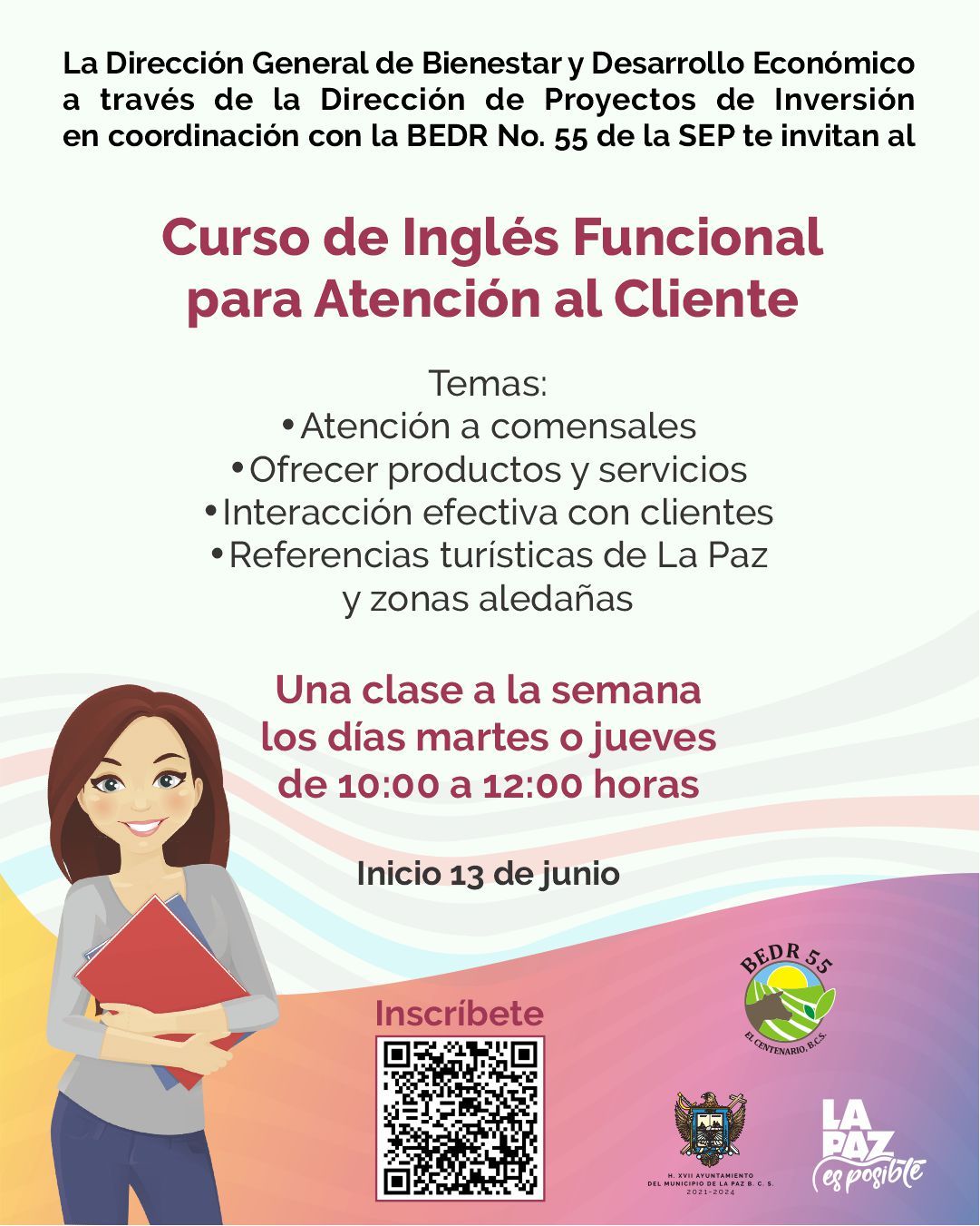 Invita Ayuntamiento de La Paz a curso de Inglés Funcional para Atención al Cliente