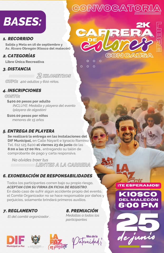 Invita DIF La Paz a la segunda edición de la Carrera de Colores