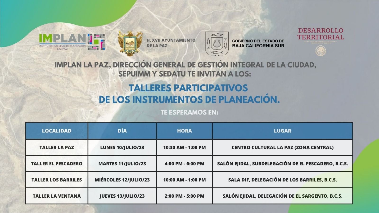 Impartirán Talleres Ciudadanos Participativos para los instrumentos de planeación del Municipio