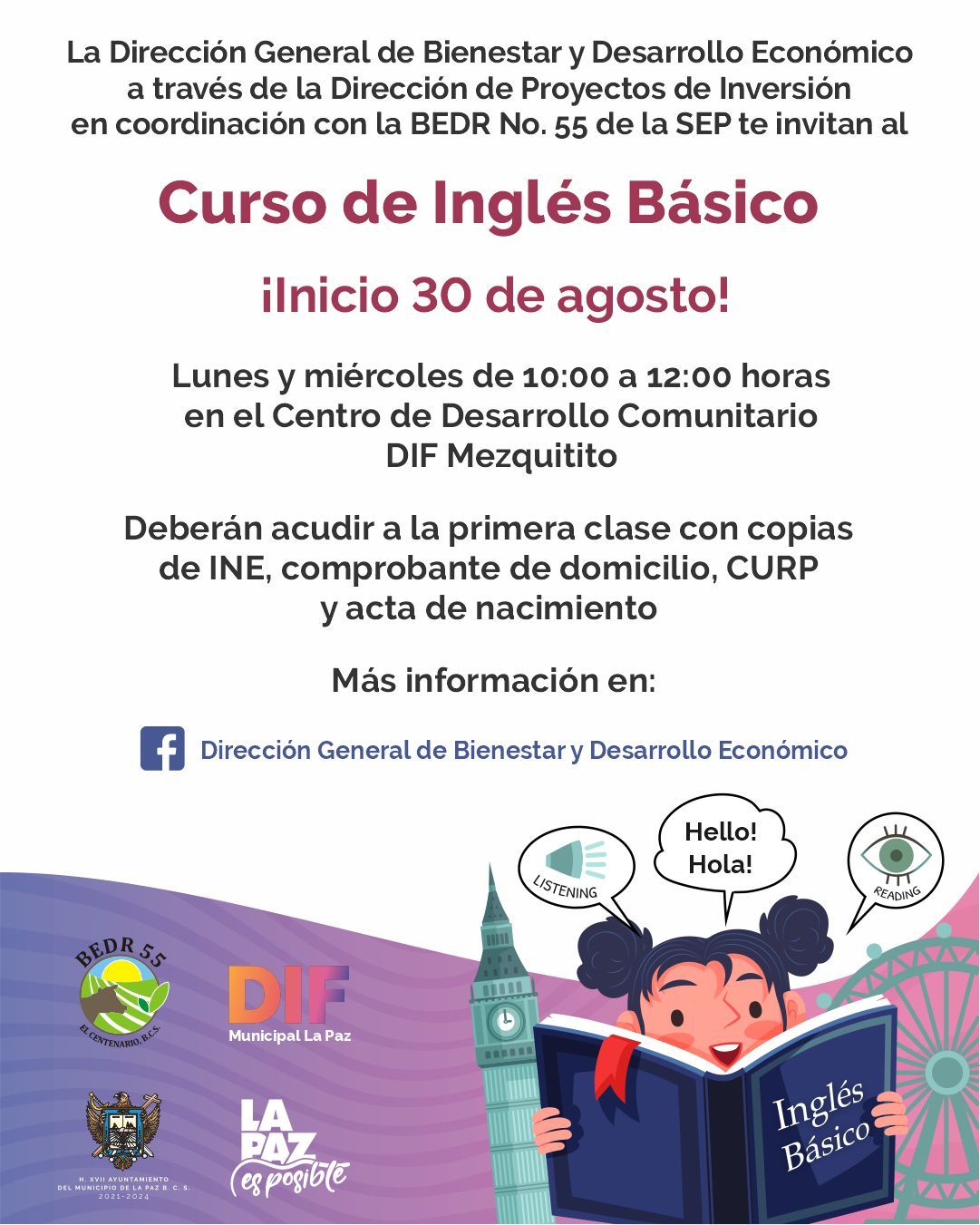 Invita Ayuntamiento a cursos gratuitos de inglés