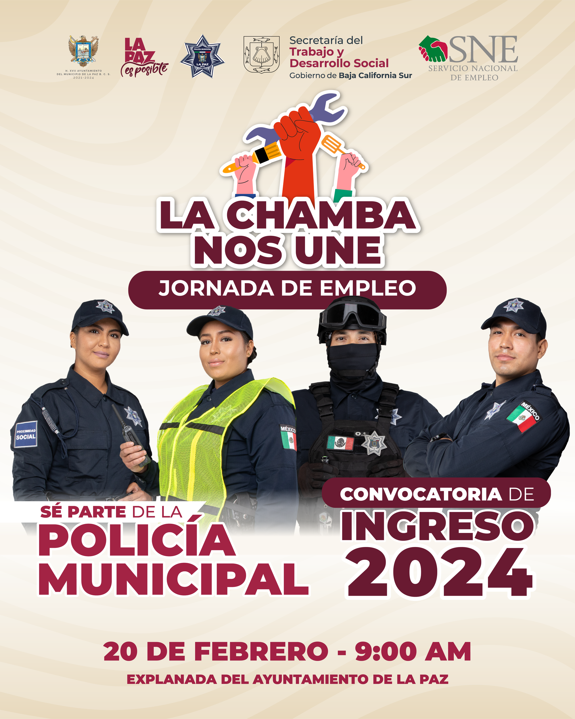 Policía Municipal estará presente en la Jornada del Empleo este 20 y 21 de febrero