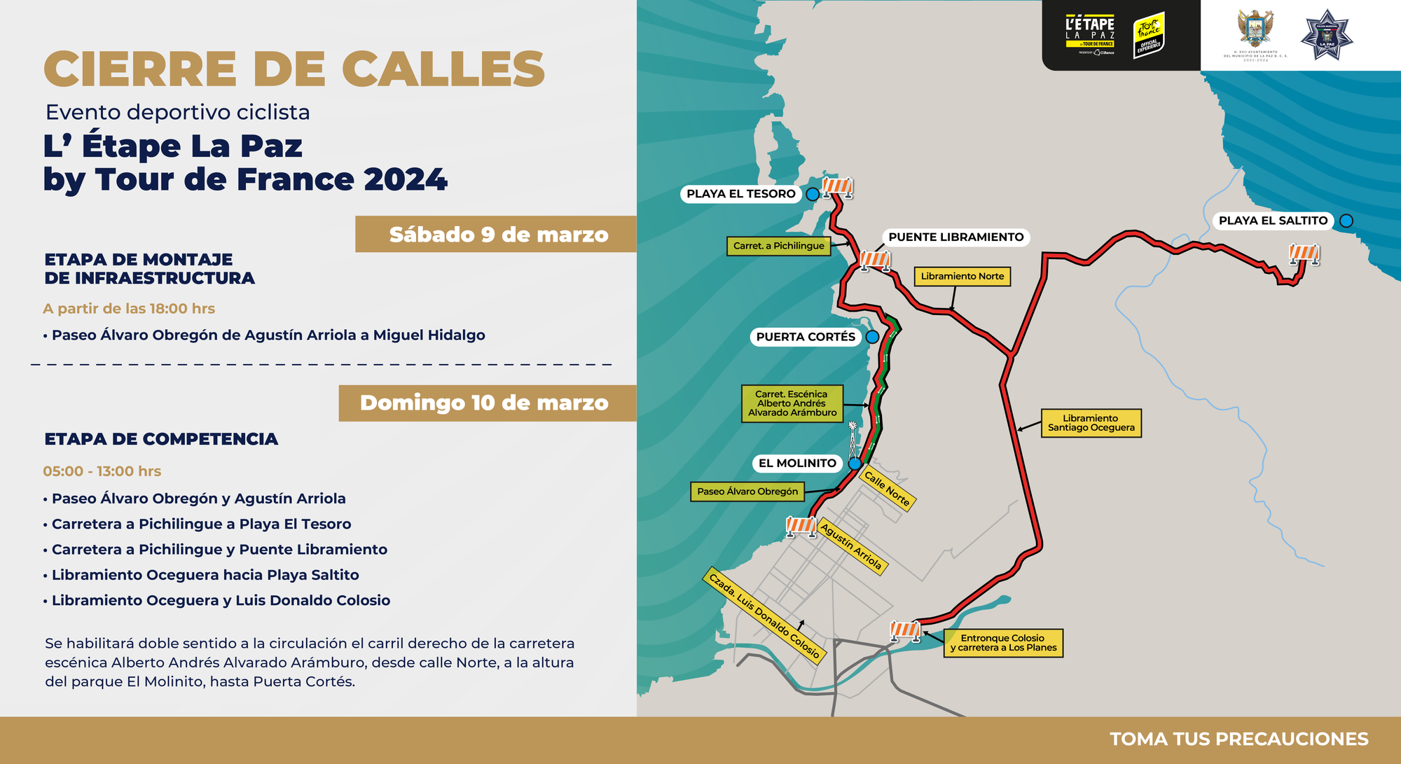 Cierre de vialidades por evento deportivo “L’Etape by Le Tour de France 2024”