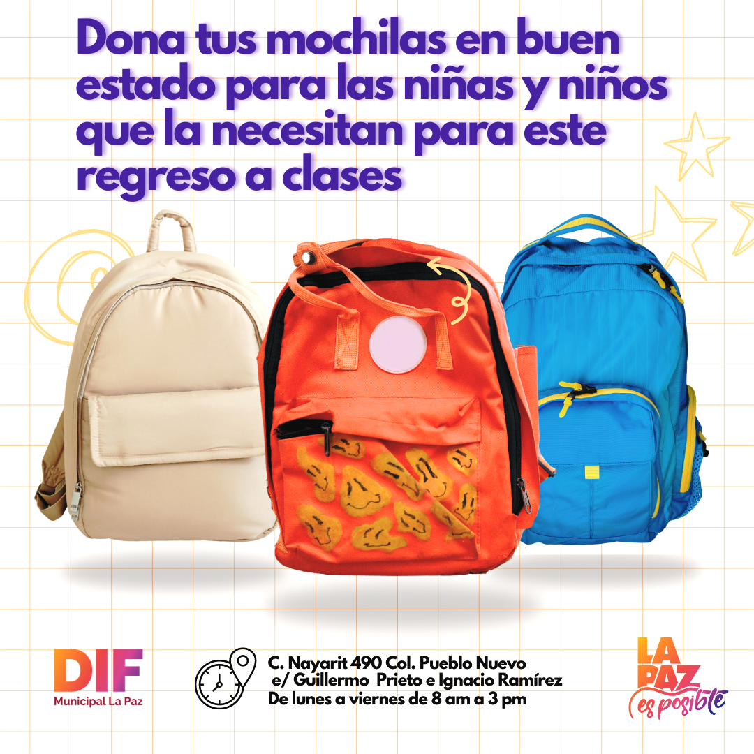 Lleva a cabo DIF Municipal Campaña de Donación de Mochilas para estudiantes