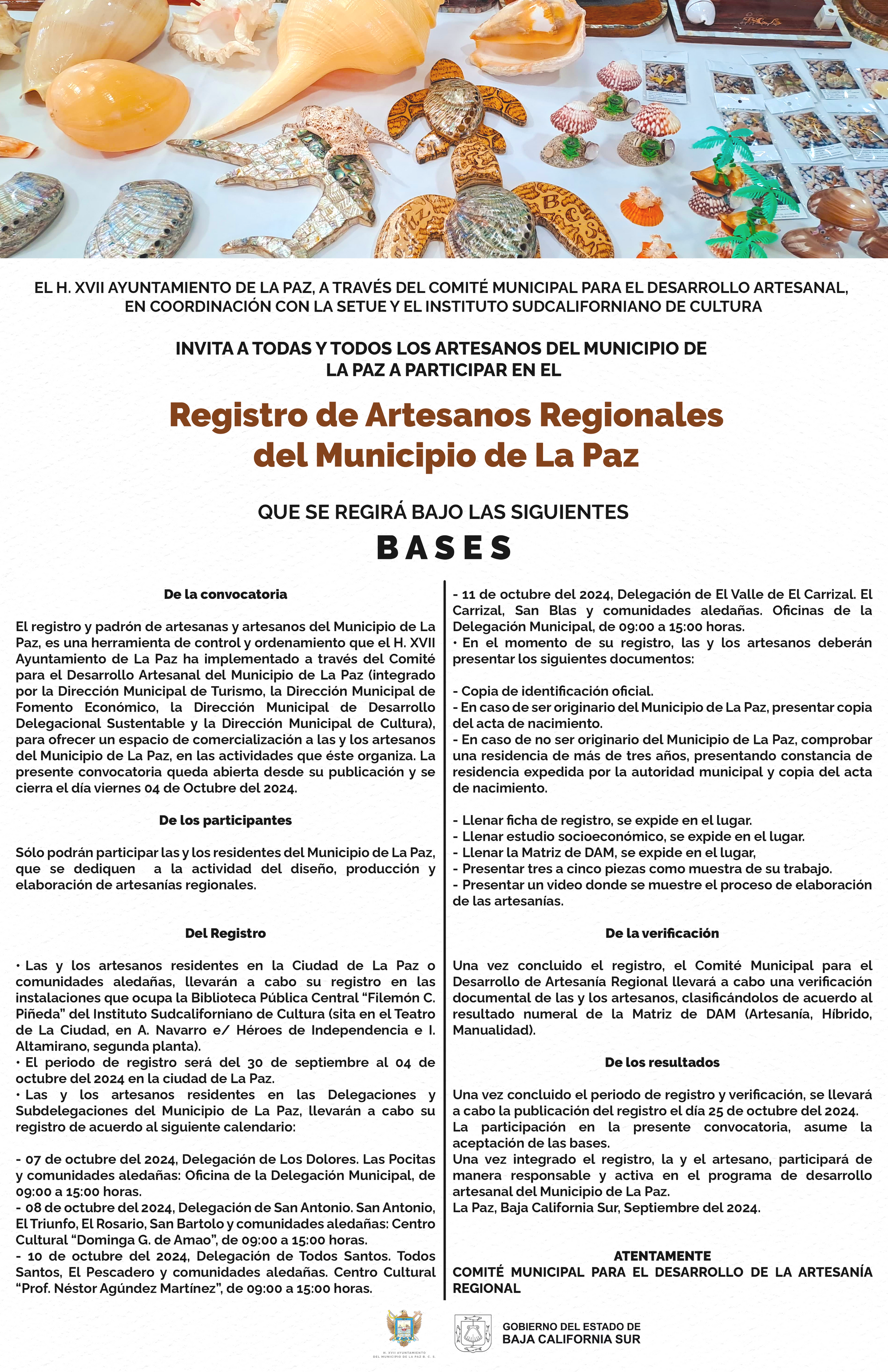 Lanzan convocatoria para el Registro de Artesanos Regionales en el municipio de La Paz