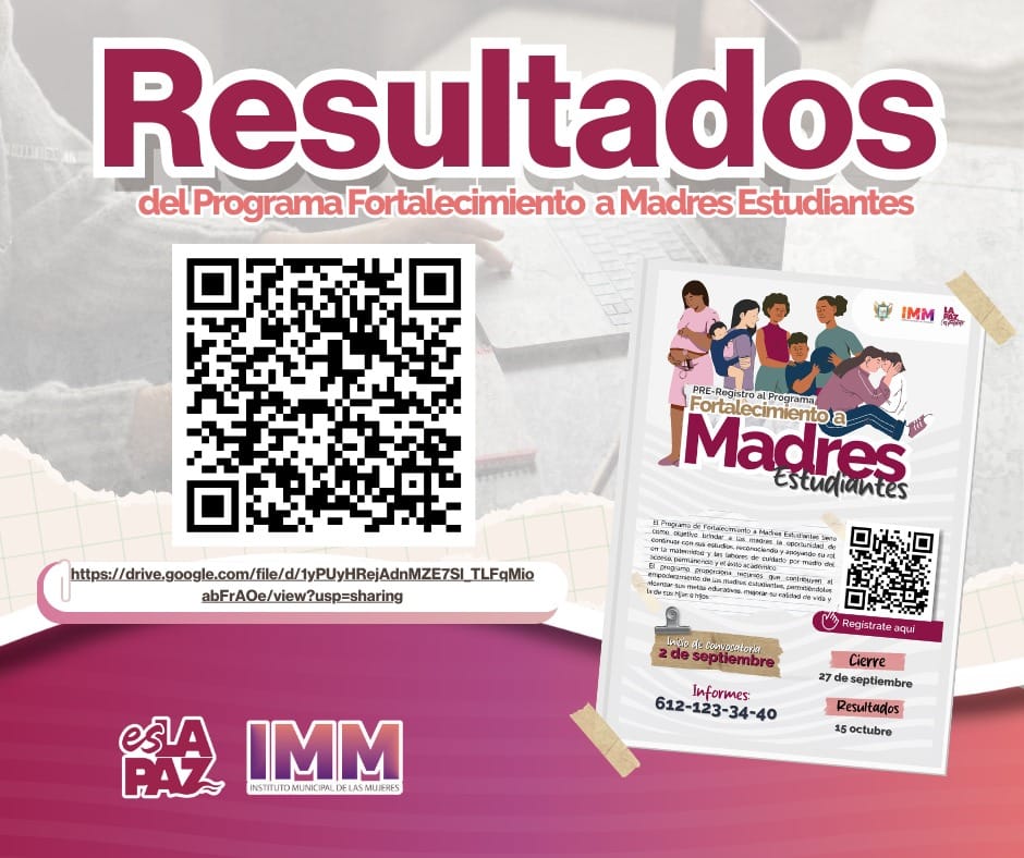 IMM La Paz publica los resultados de la convocatoria "Fortalecimiento a Madres Estudiantes 2024"