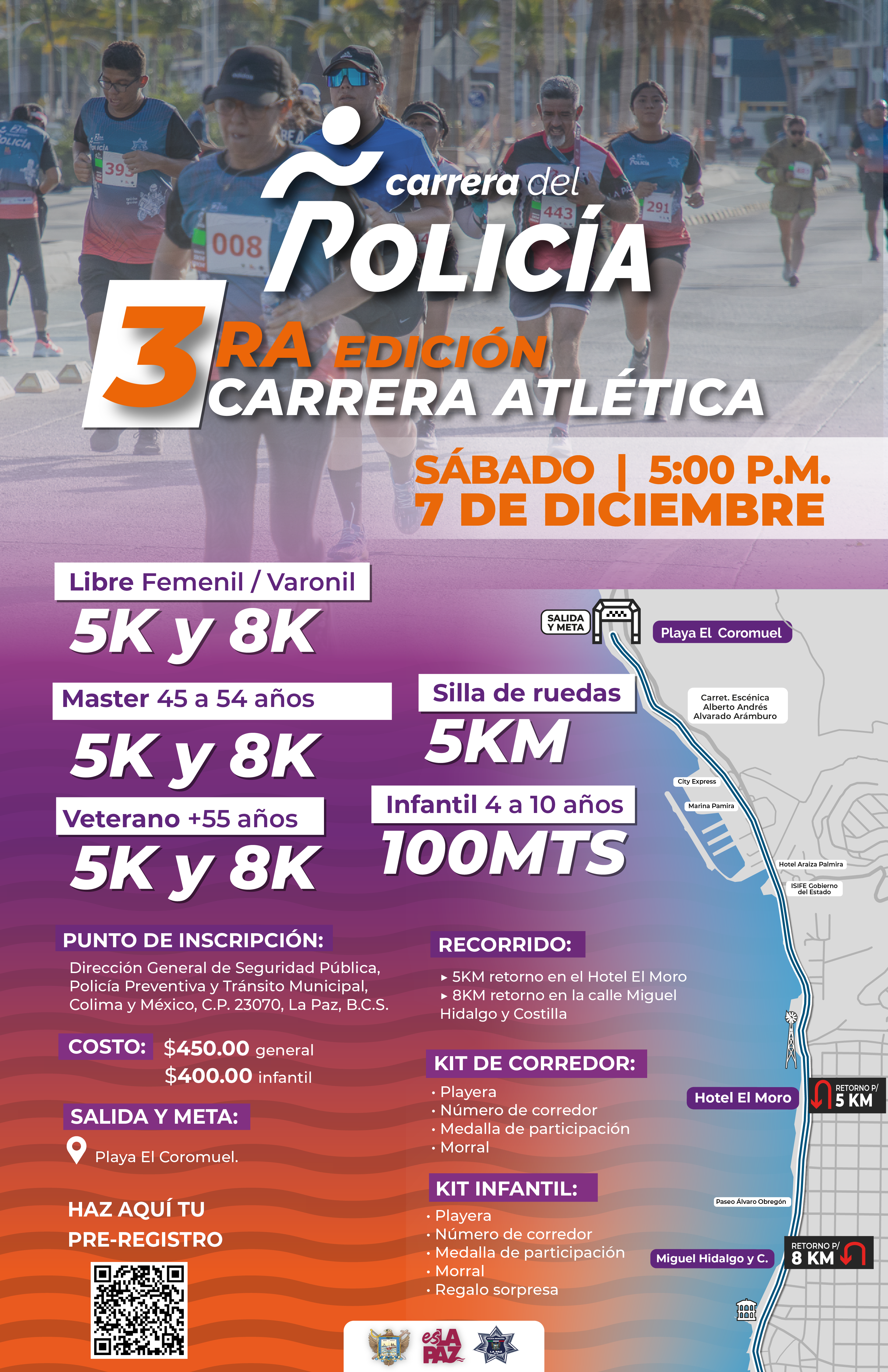 Invita Tránsito Municipal a participar en la 3ra. edición de la “Carrera del Policía 2024”