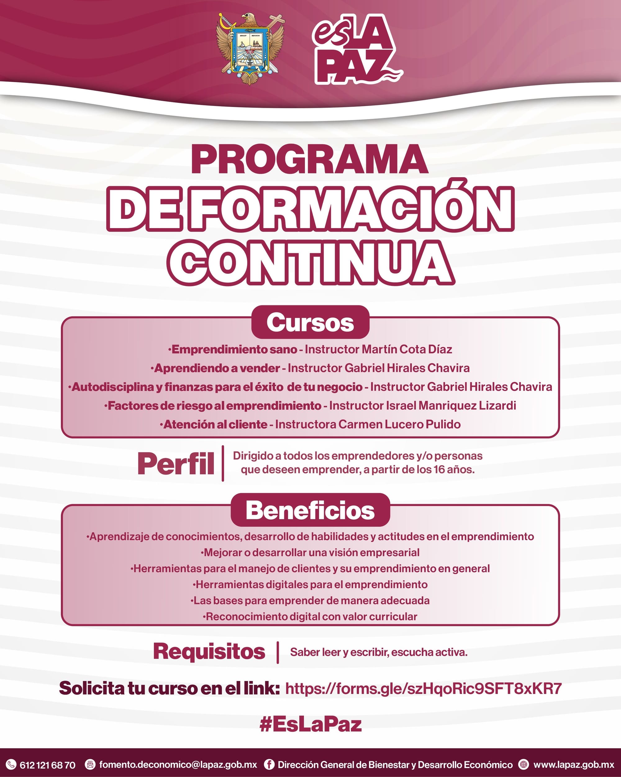 Promueve Ayuntamiento de La Paz Programa de Formación Continua para Emprendedores