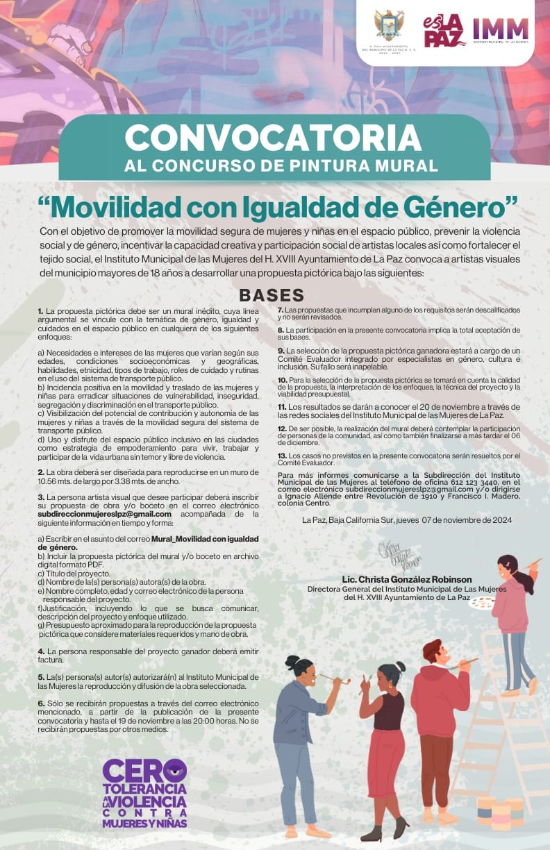 Invita IMM a participar en el Concurso de Pintura Mural “Movilidad con Igualdad de Género”