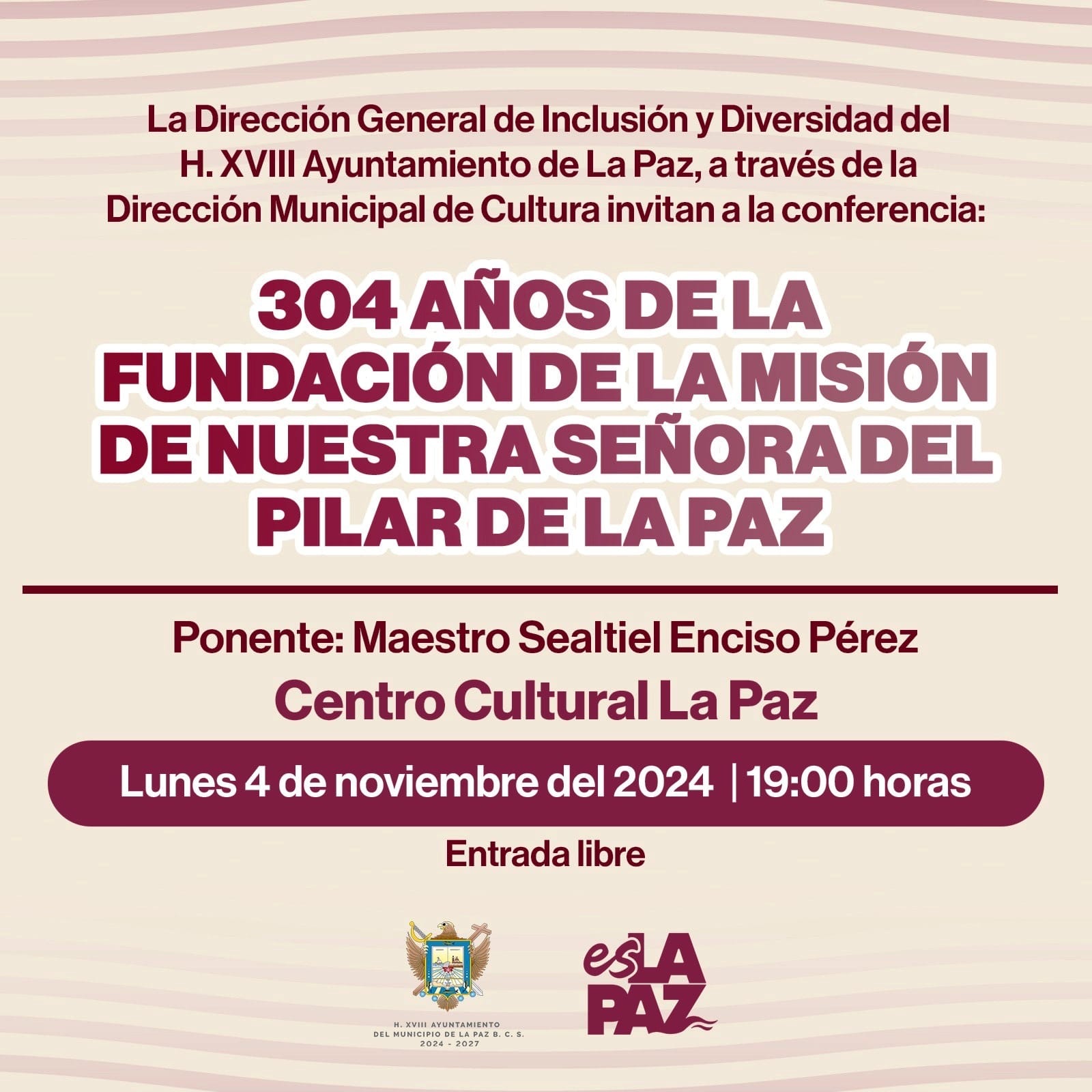 Invitan a la Conferencia Histórica en el Centro Cultural La Paz