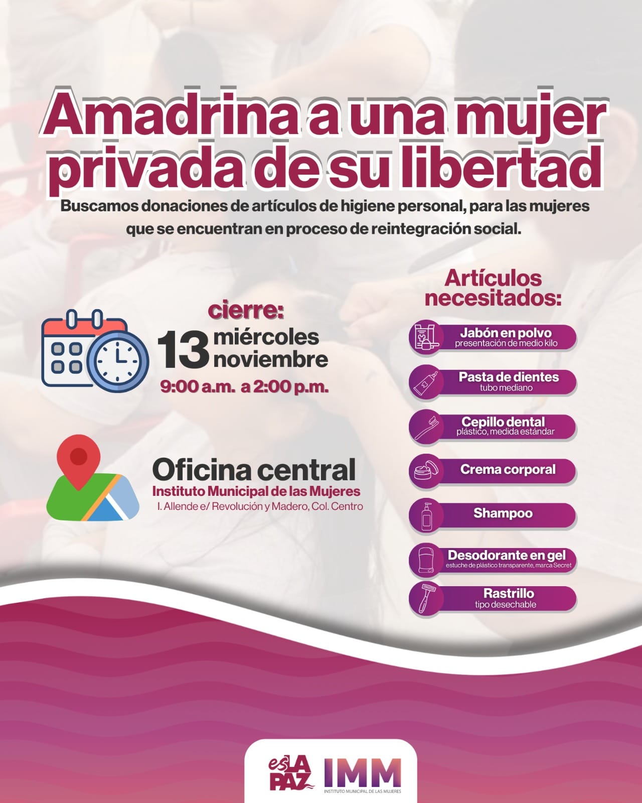 Se amplía convocatoria de apoyo a mujeres privadas de su libertad