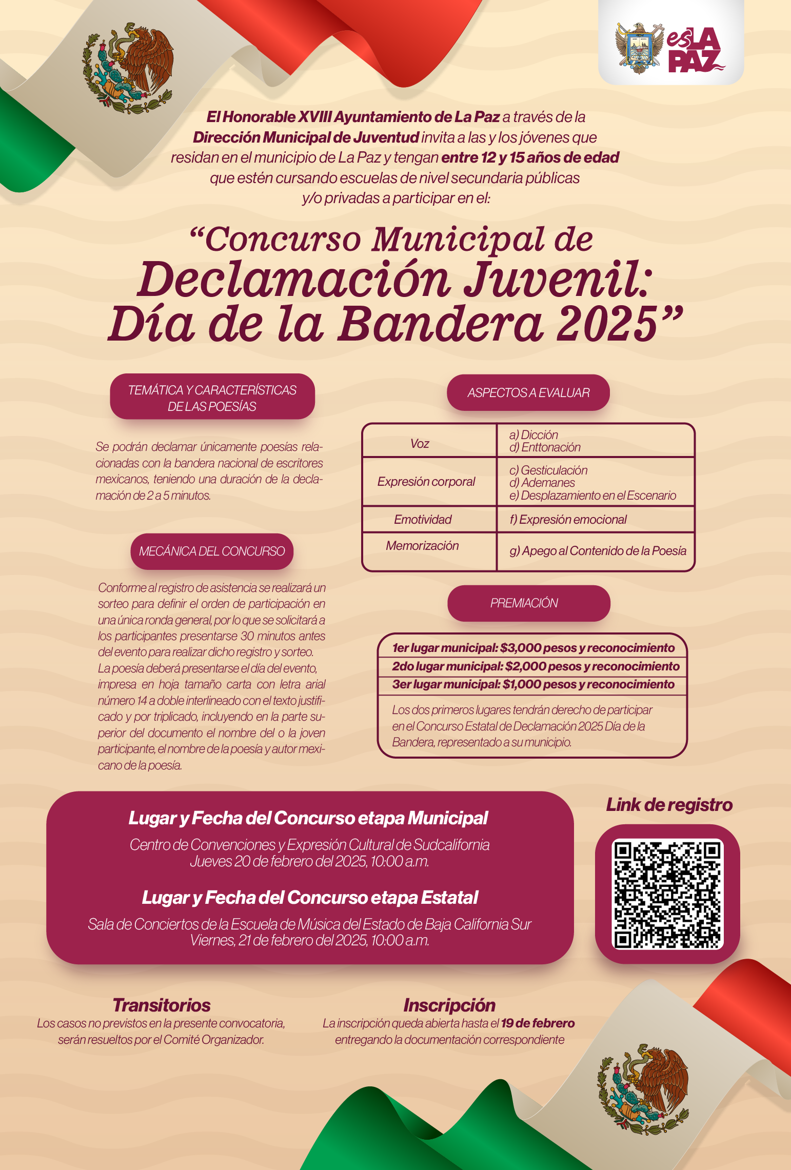 Invitan al Concurso Municipal de Declamación por el Día de la Bandera