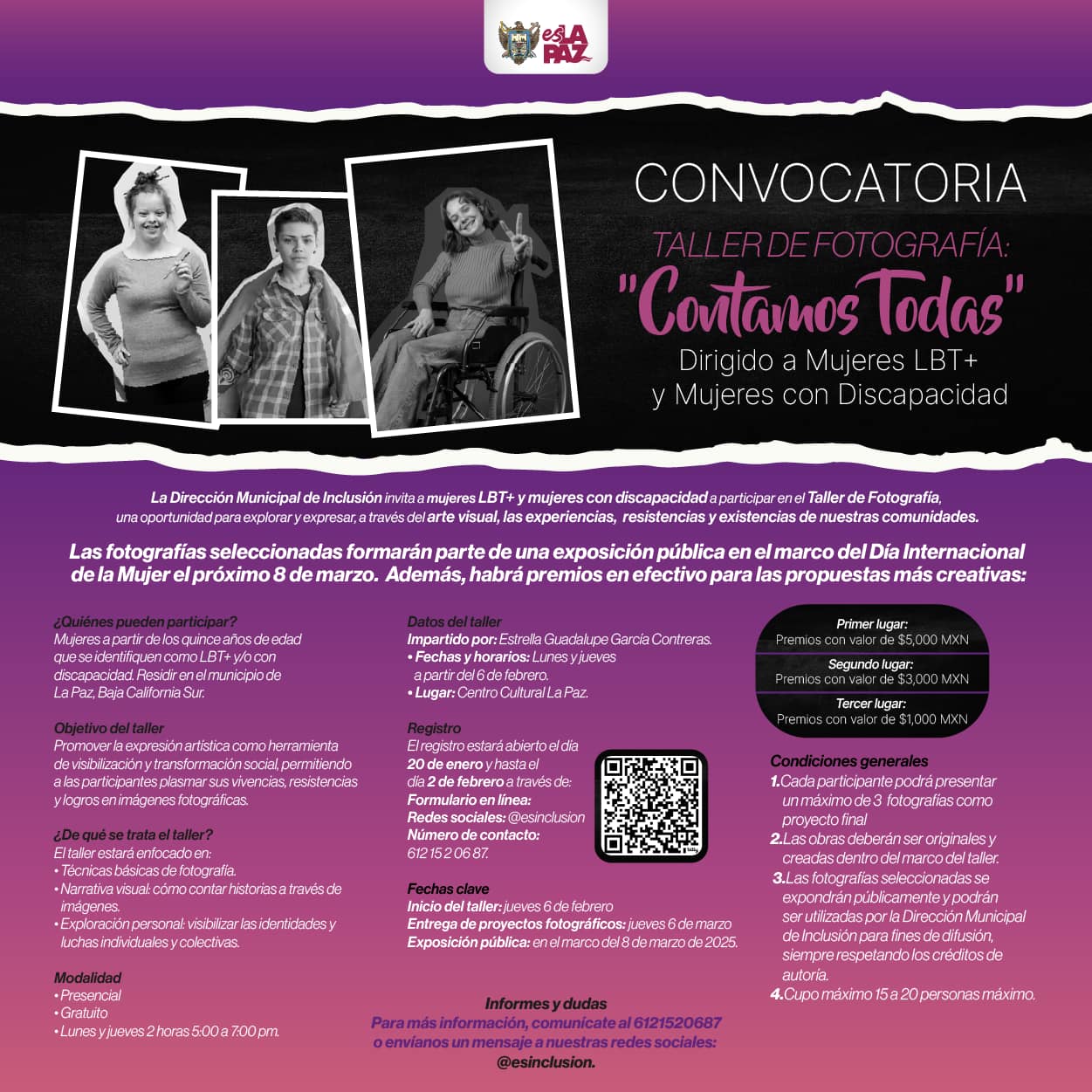 Invitan a mujeres con discapacidad y LBT+ a taller gratuito de fotografía