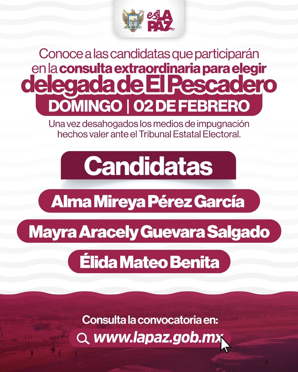 Conoce a las candidatas que participarán en la consulta extraordinaria para elegir delegada de El Pescadero