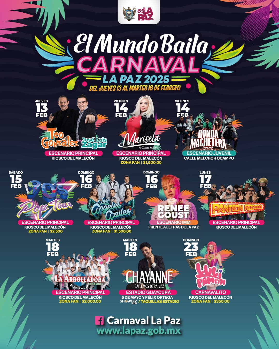 Del 13 al 18 de febrero, el “Mundo Baila” con el Carnaval La Paz 2025