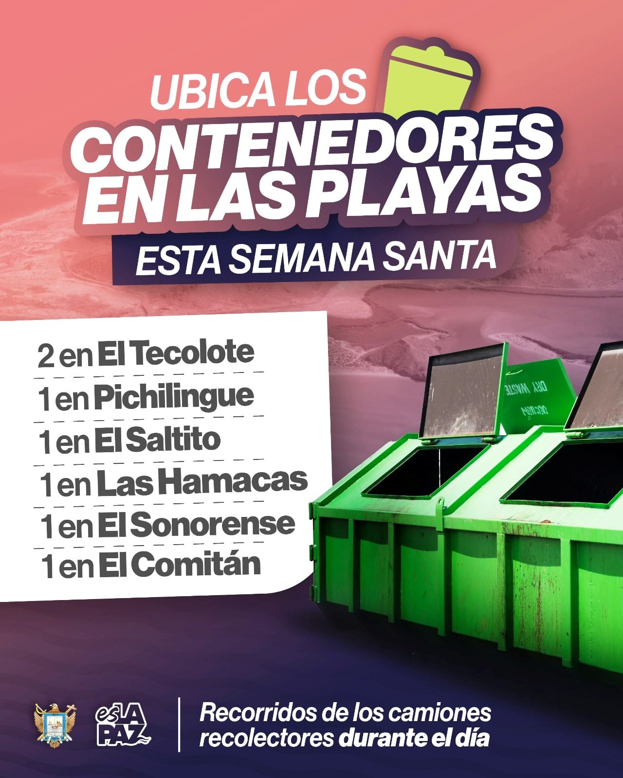 Instalará Ayuntamiento siete contenedores de basura en playas del Municipio