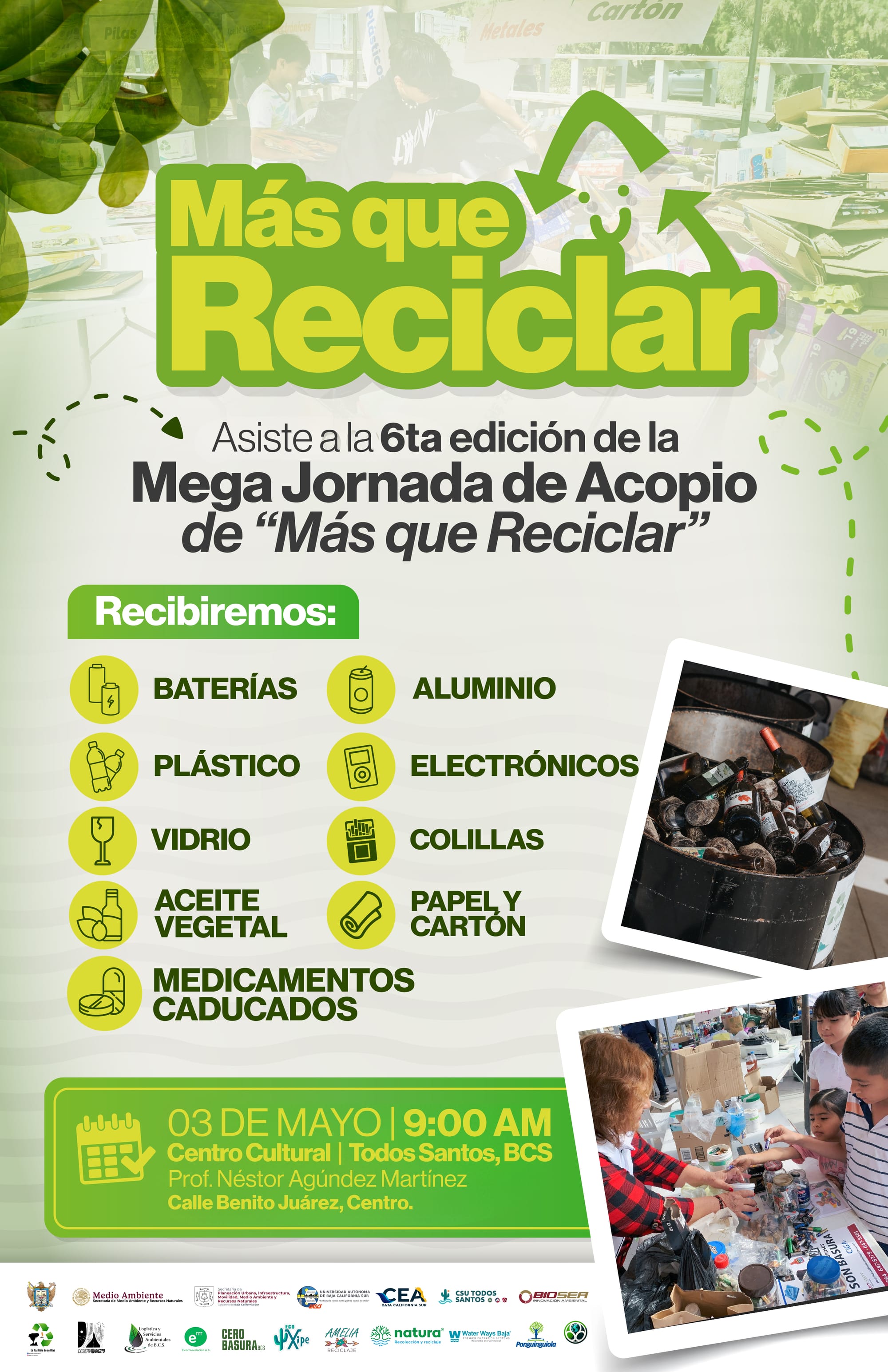 Convocan a jornada “Más que reciclar” en Todos Santos
