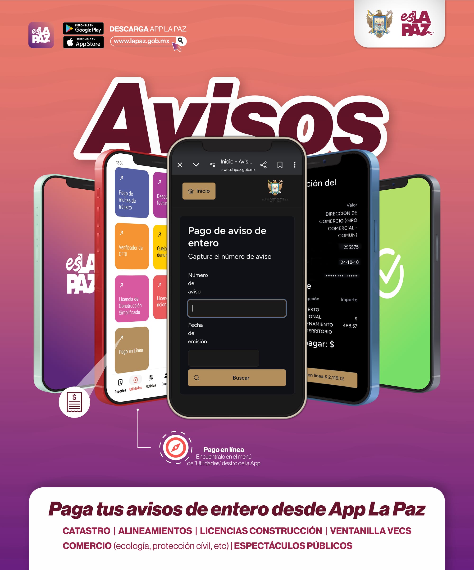 Ayuntamiento de La Paz facilita el pago de trámites y servicios en línea