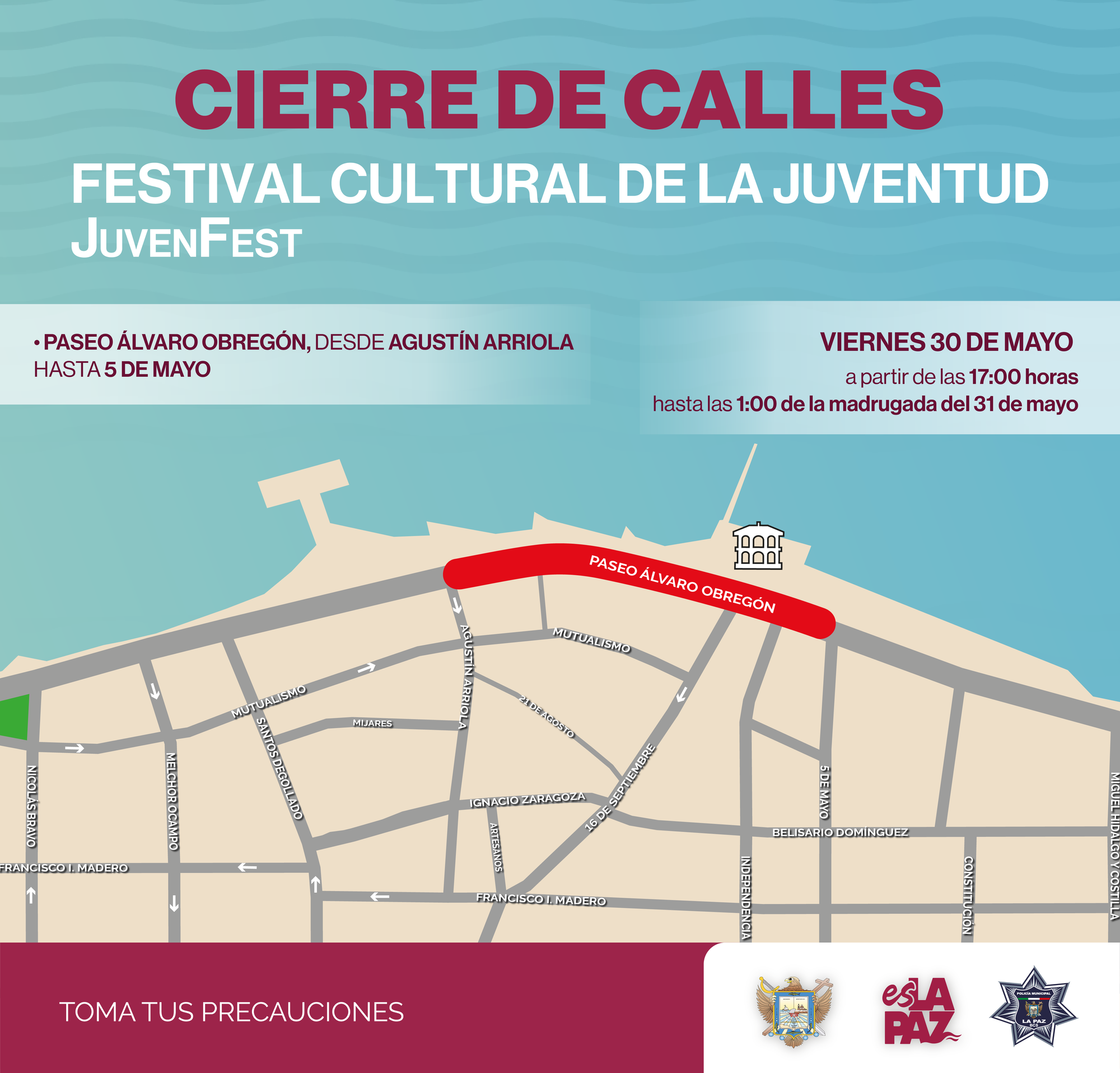Cierre vial en el malecón la tarde de este viernes por evento cultural