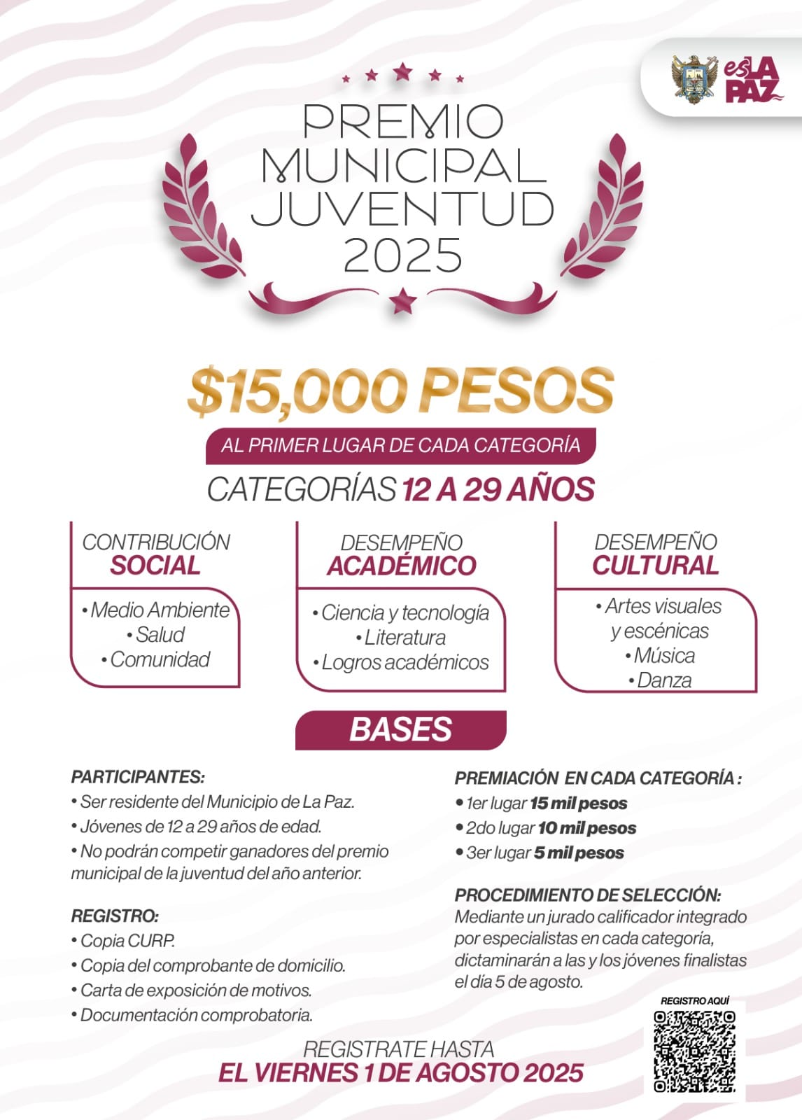 Invita Ayuntamiento de La Paz a participar en el Premio Municipal de la Juventud 2025