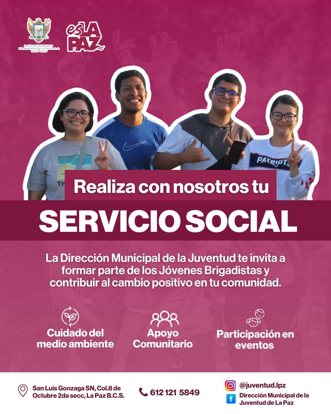 Invita Dirección Municipal de la Juventud a liberar su servicio social en el Ayuntamiento de La Paz