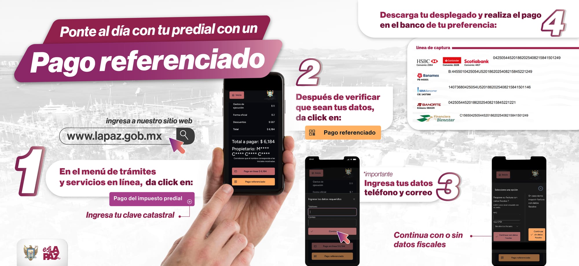 Tesorería de La Paz emite recomendaciones para el pago en línea del predial
