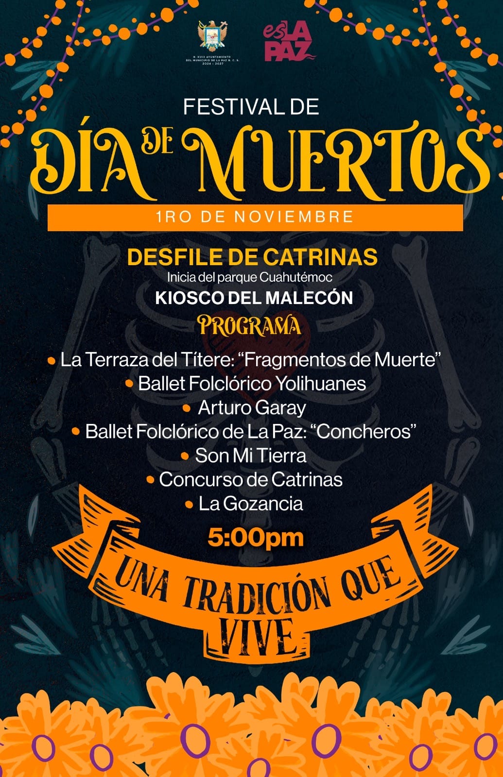 Invita Ayuntamiento de La Paz a Festival de Día de Muertos en kiosko del malecón