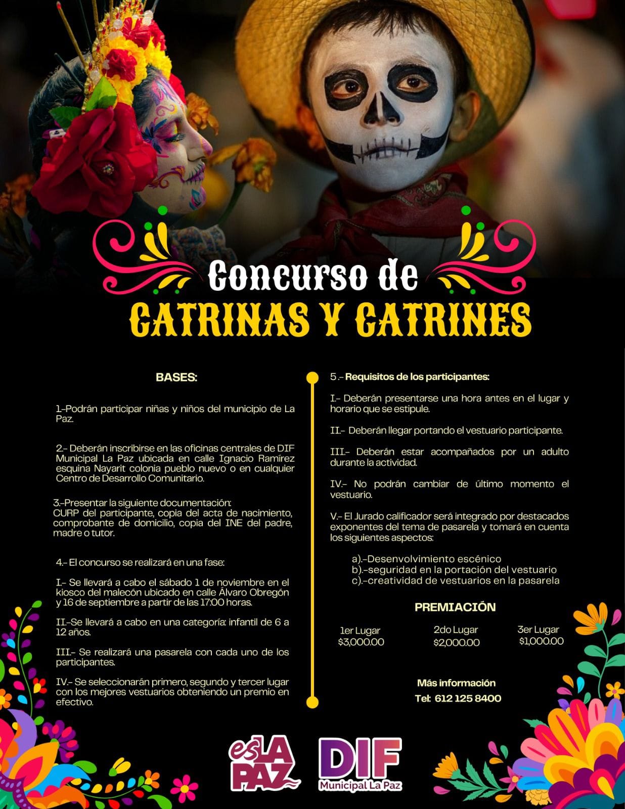 Invita DIF La Paz a participar en el Concurso Infantil de Catrinas y Catrines