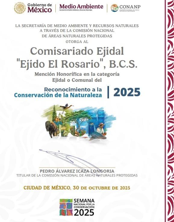 Ejido El Rosario es reconocido por su labor en la conservación del Santuario de los Cactus