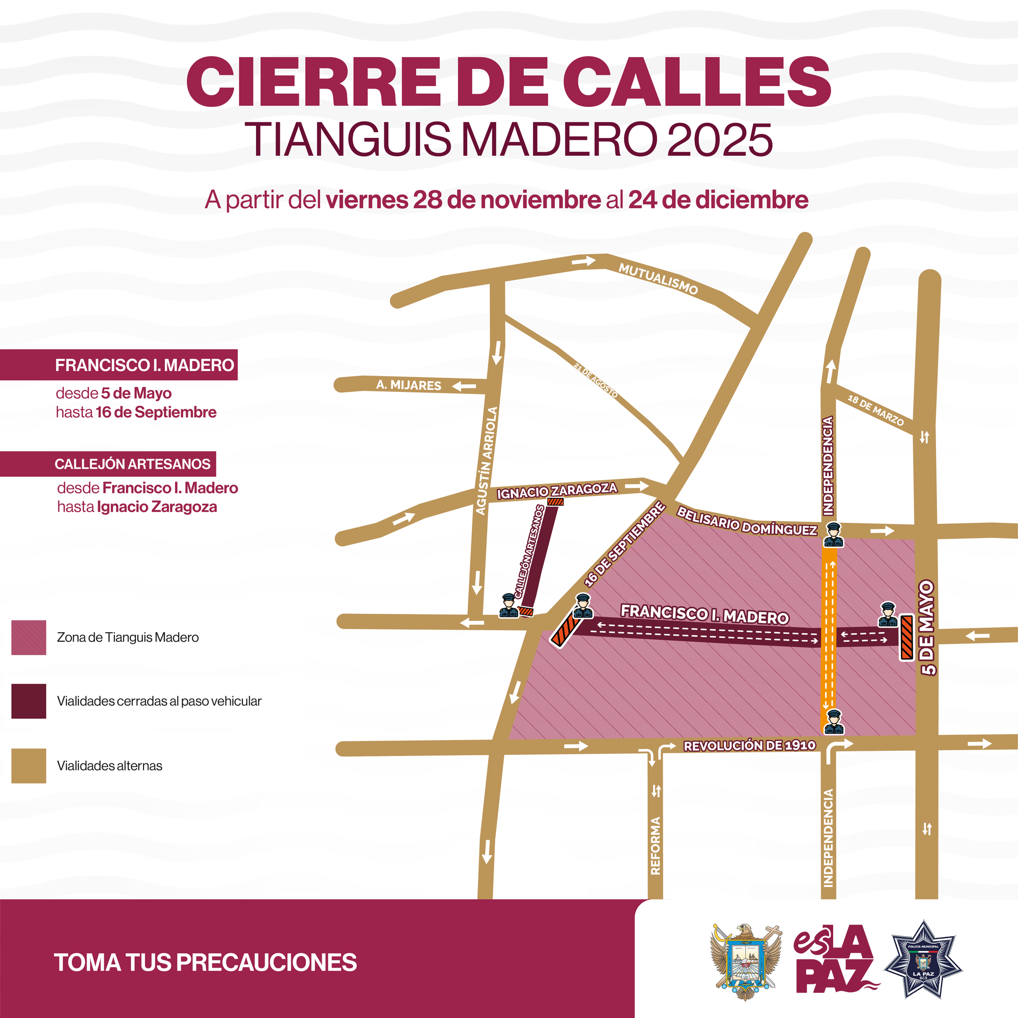 Realizarán cierre de vialidades por tradicional “Tianguis Madero 2025”