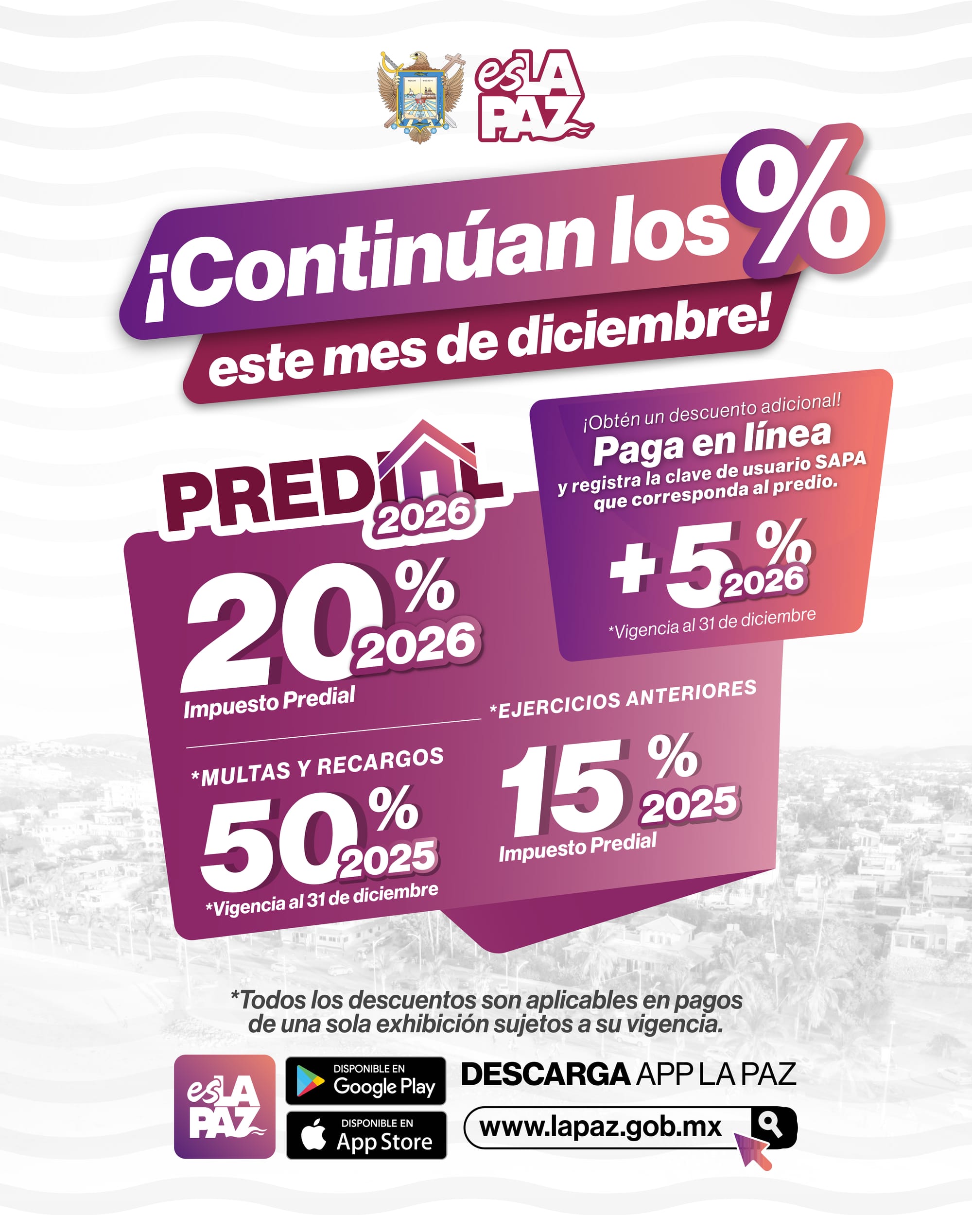 Continúan descuentos en pago de Predial 2026