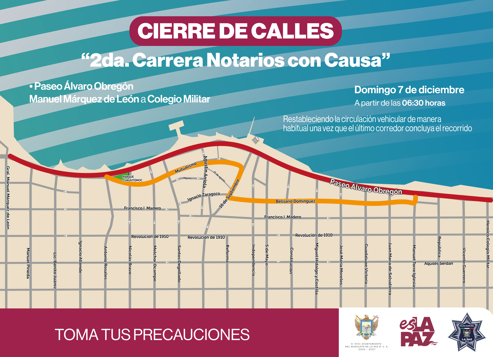 Realizarán cierre vial en el Malecón y Centro Histórico para la “2da. Carrera Notarios con Causa”