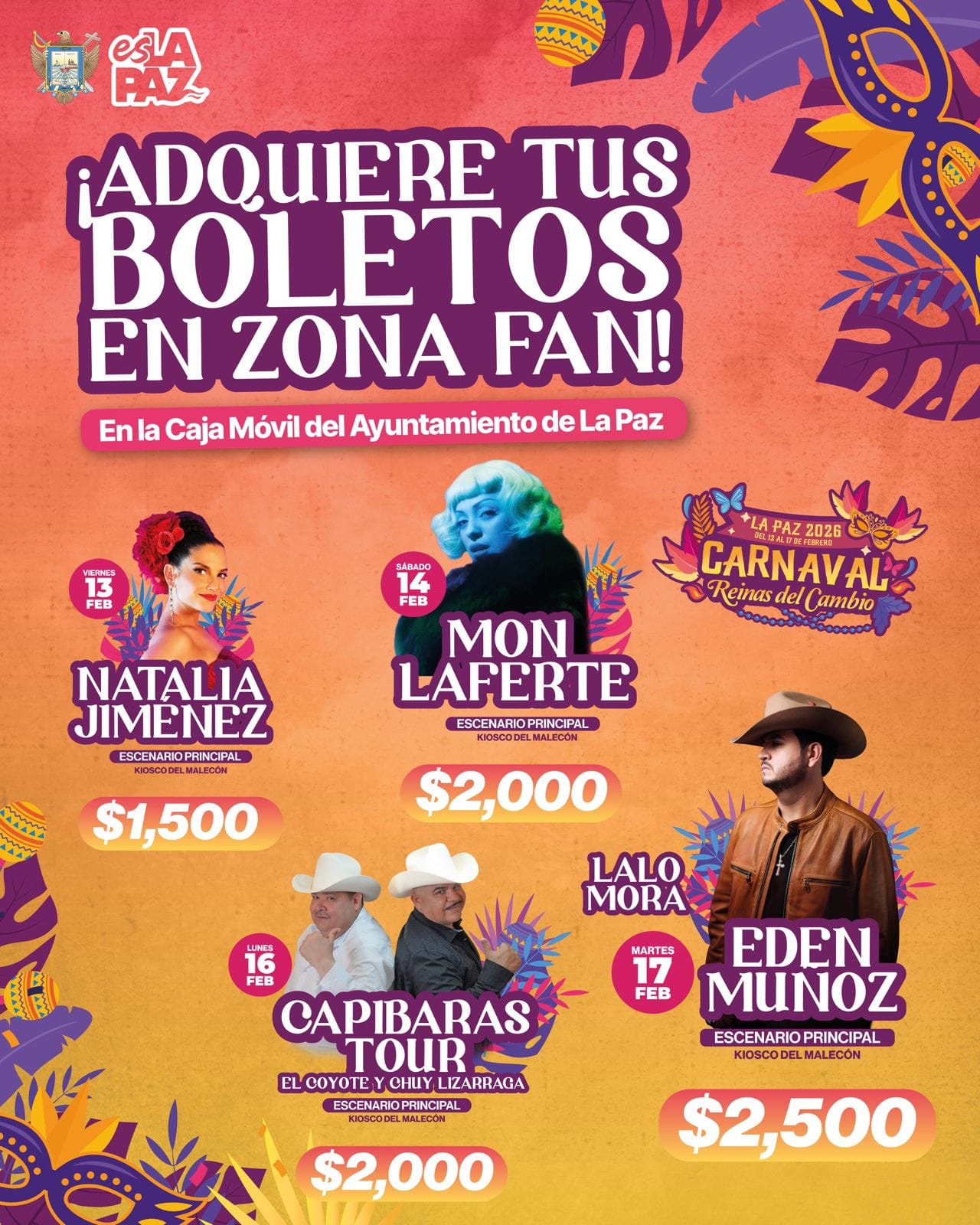 Inicia este viernes la venta de boletos para Zona Fan en el Carnaval La Paz 2026