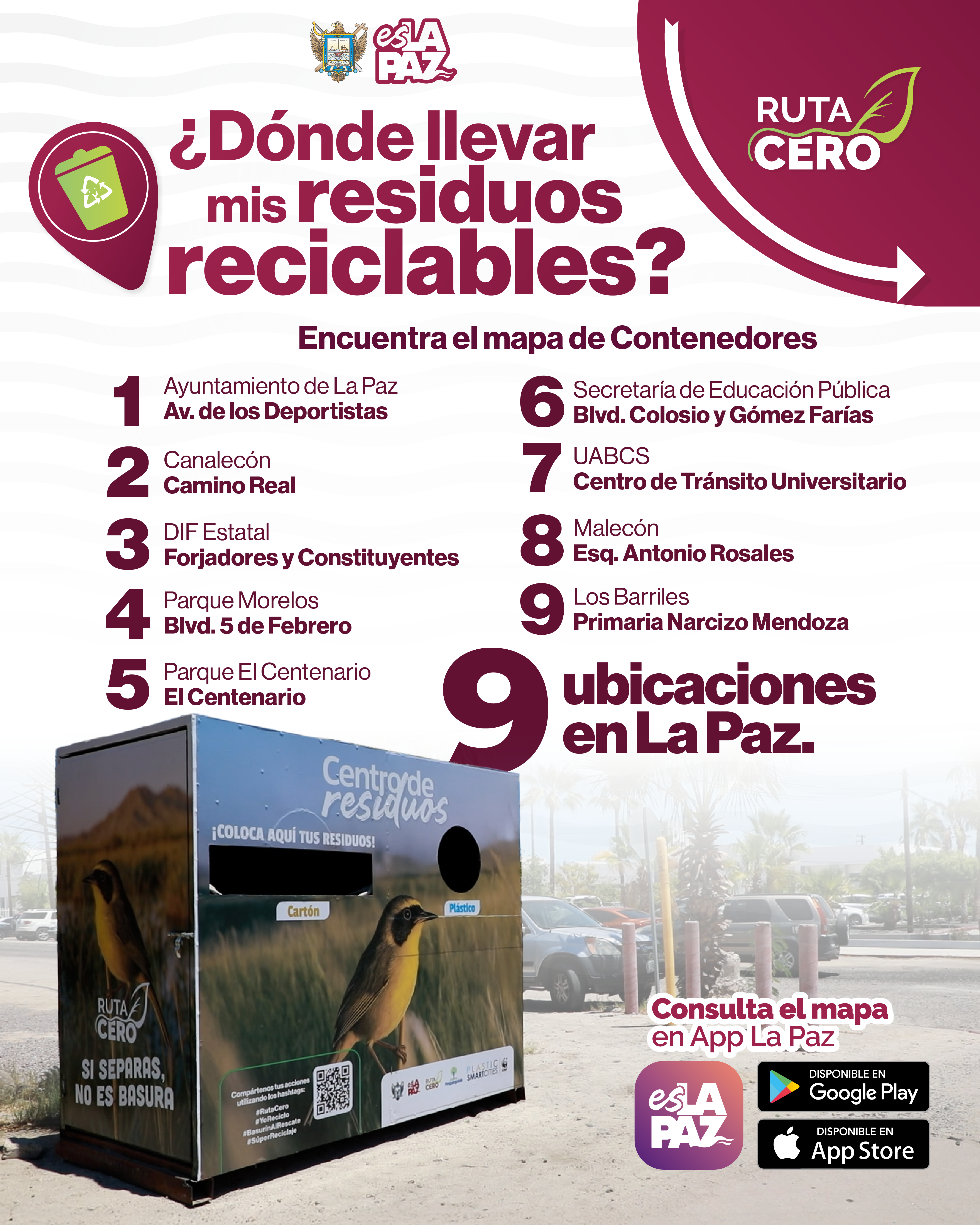Avanza La Paz en el manejo responsable de residuos con 9 contenedores de Ruta Cero