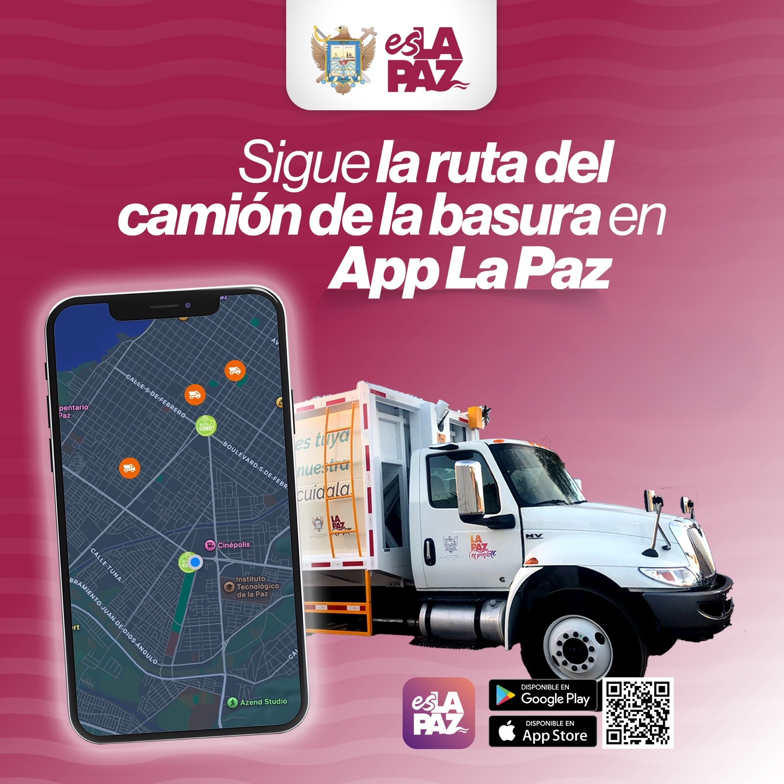 Sigue en tiempo real la ruta del camión de la basura en App La Paz