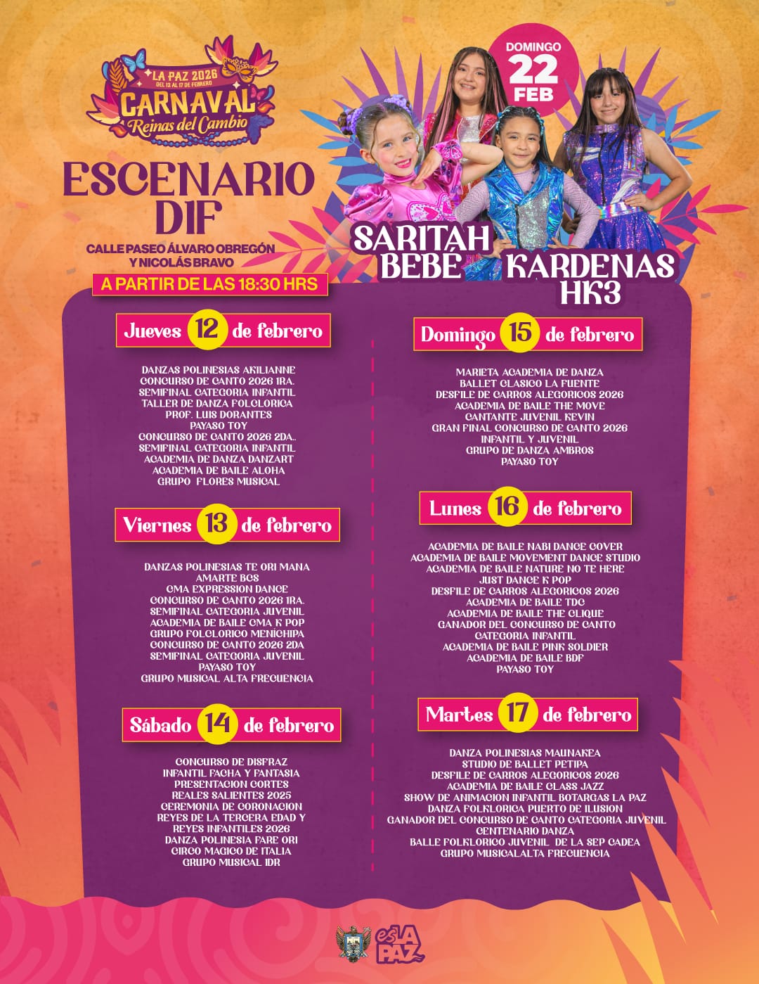 Presenta DIF Municipal cartelera familiar para el Carnaval La Paz 2026