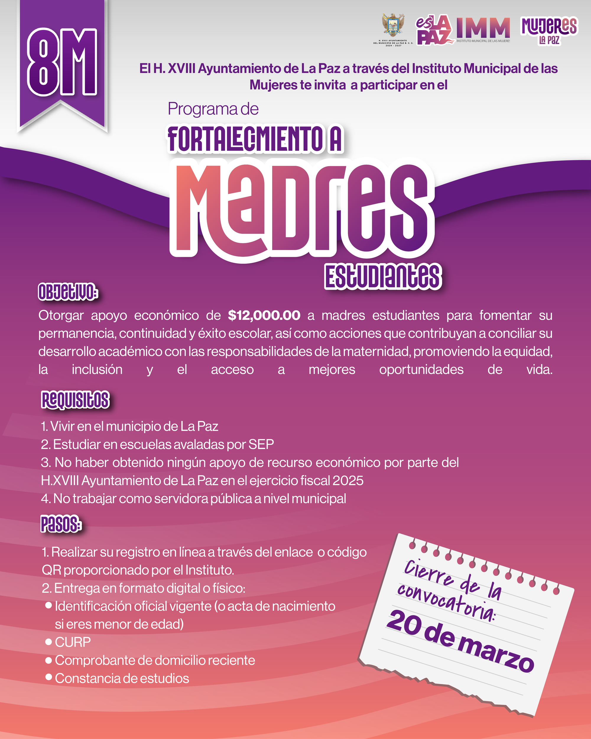 Gobierno de Milena Quiroga lanza convocatoria para apoyar a madres estudiantes