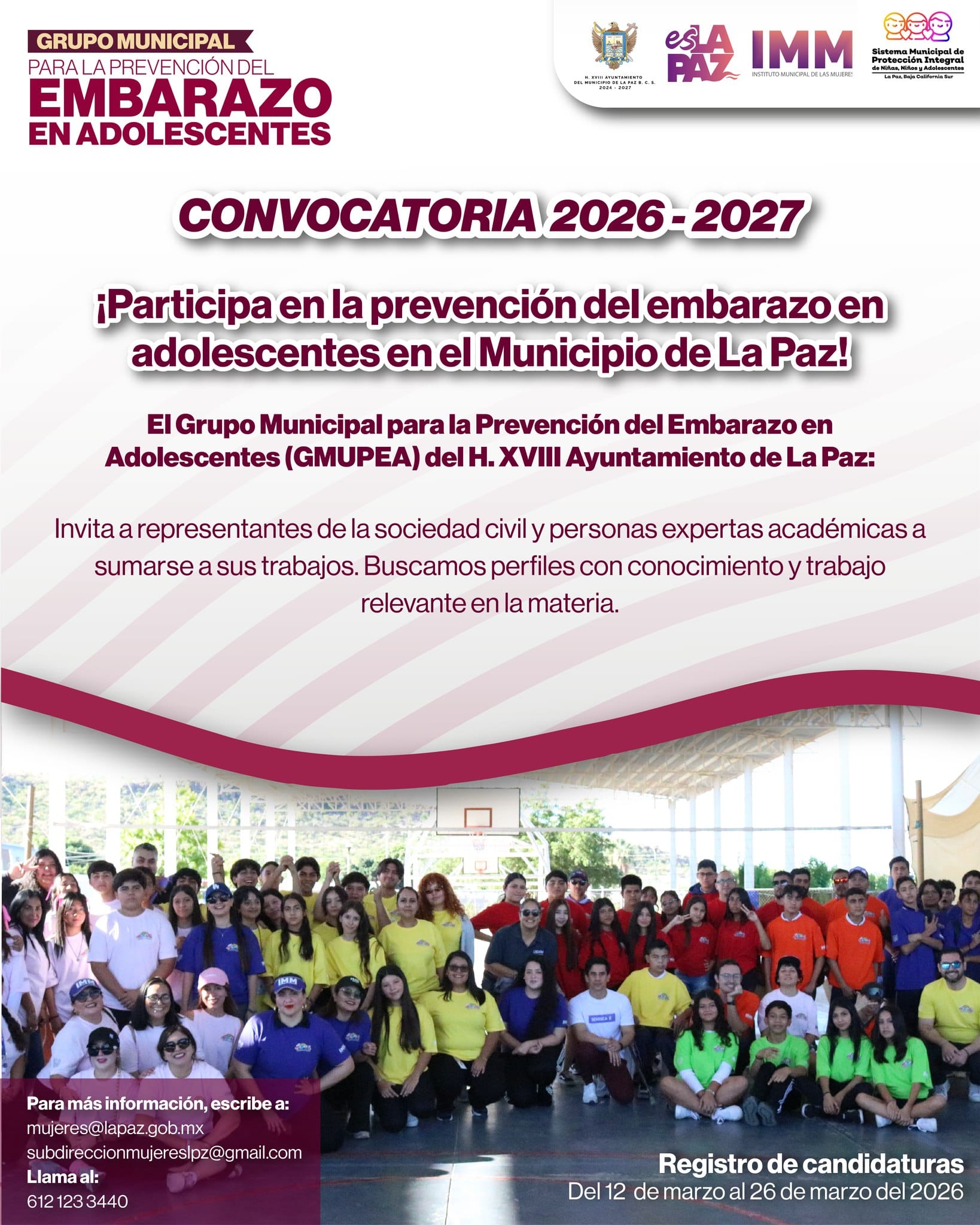 Invita IMM La Paz a participar en el Grupo Municipal para prevenir el embarazo adolescente