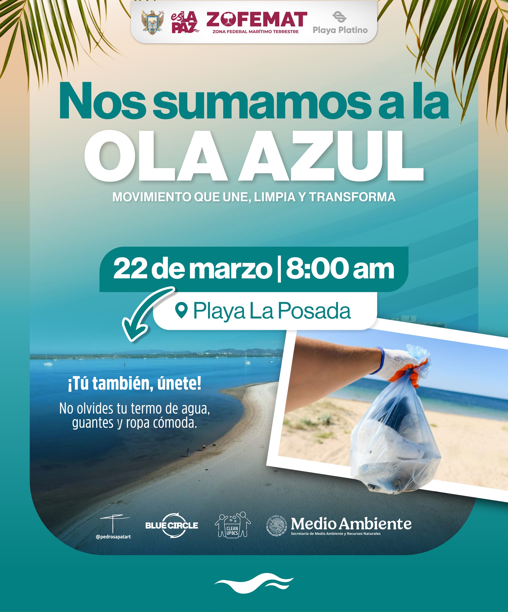 Ayuntamiento de La Paz se suma a “La Ola Azul” limpieza estatal por Baja California Sur