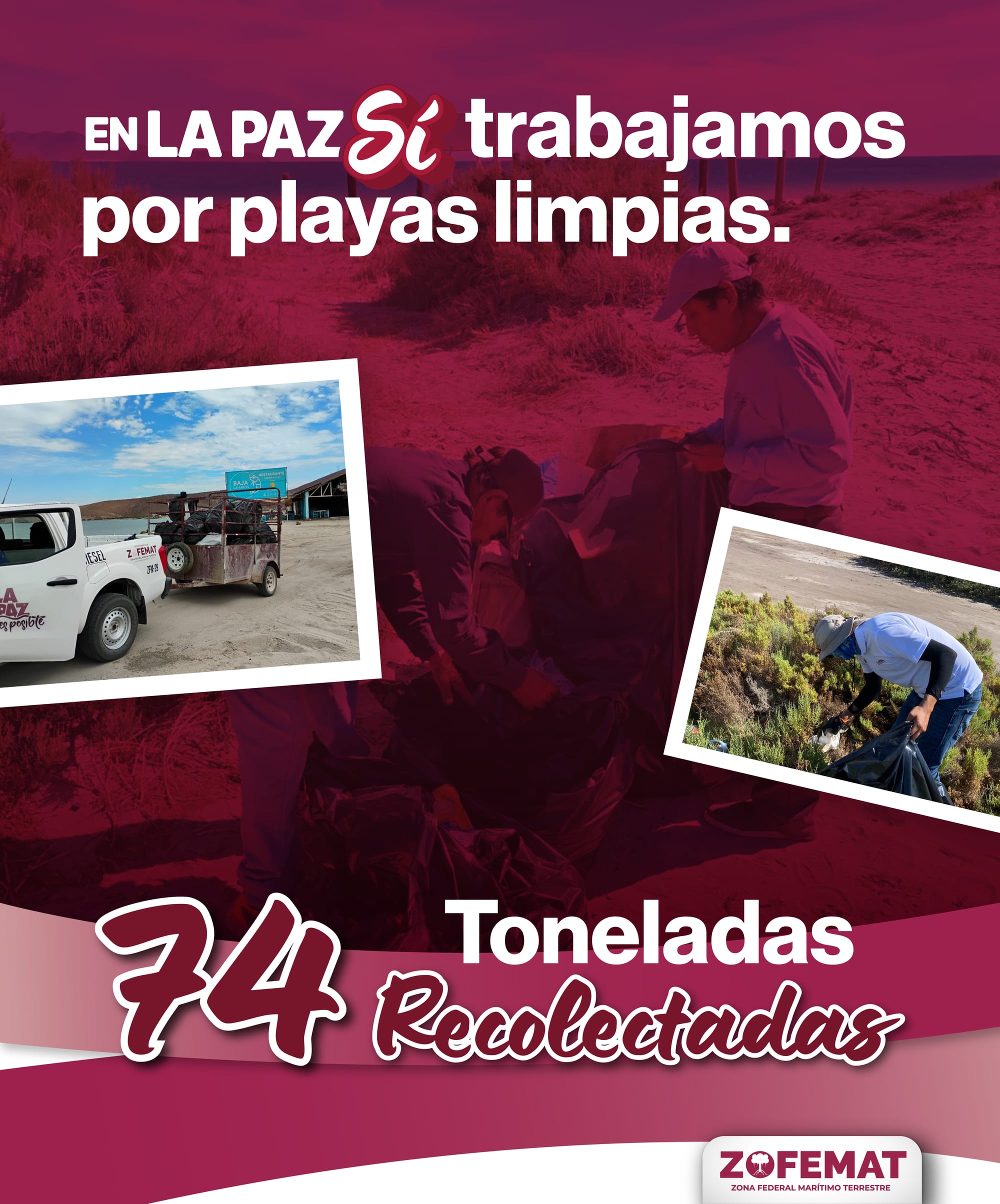 ZOFEMAT La Paz retira más de 74 toneladas de basura durante el primer trimestre de 2026