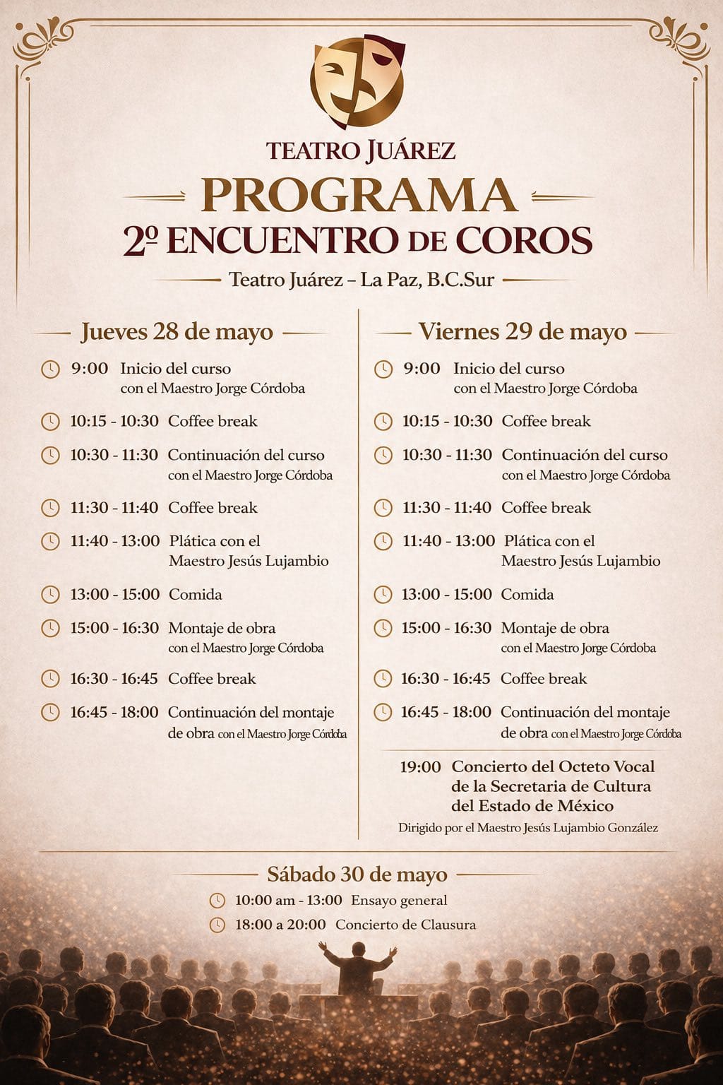 Invita Gobierno Municipal al 2do Encuentro de Coros La Paz en el Teatro Juárez