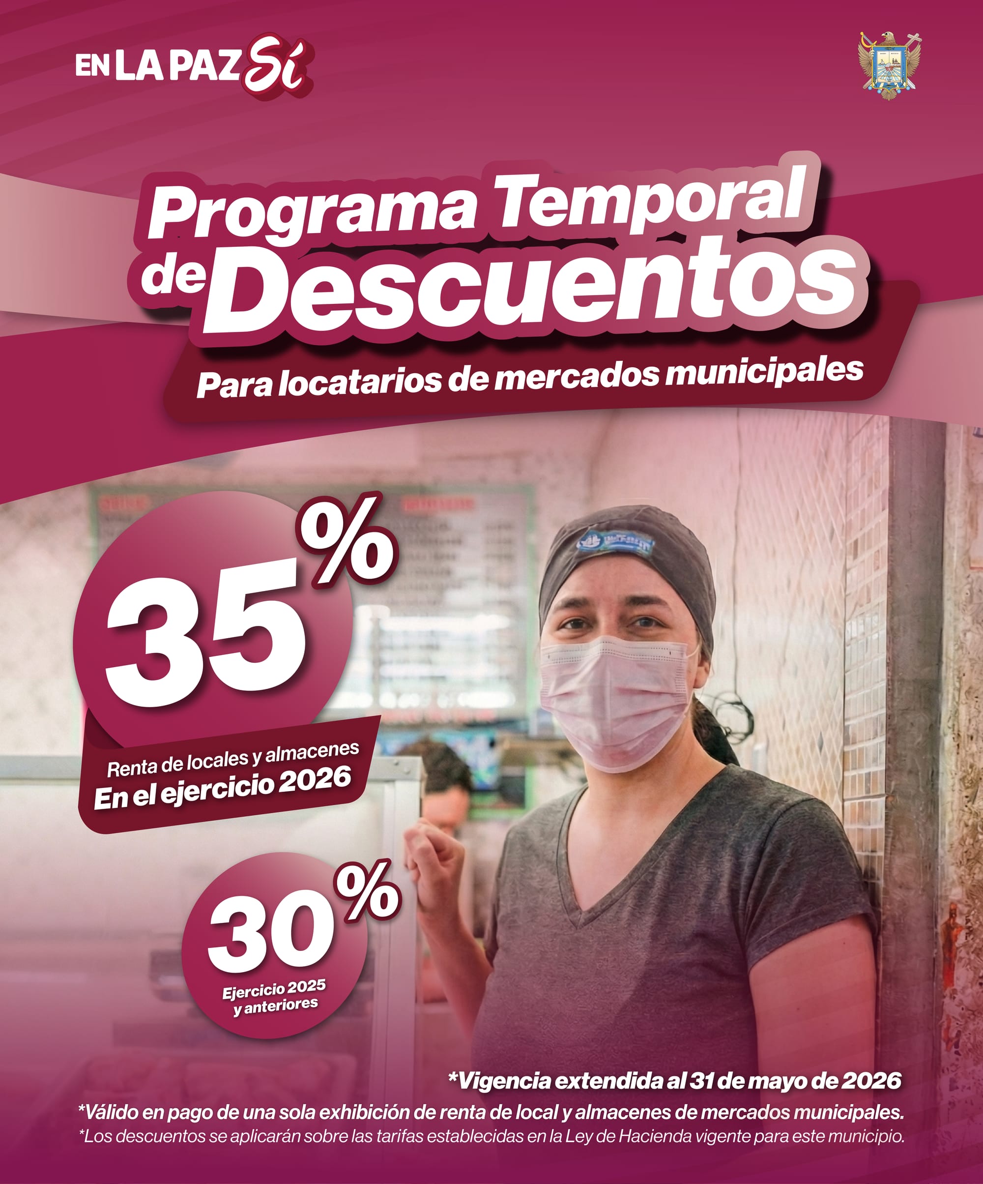 Extiende Ayuntamiento de La Paz descuentos para locatarios de mercados municipales