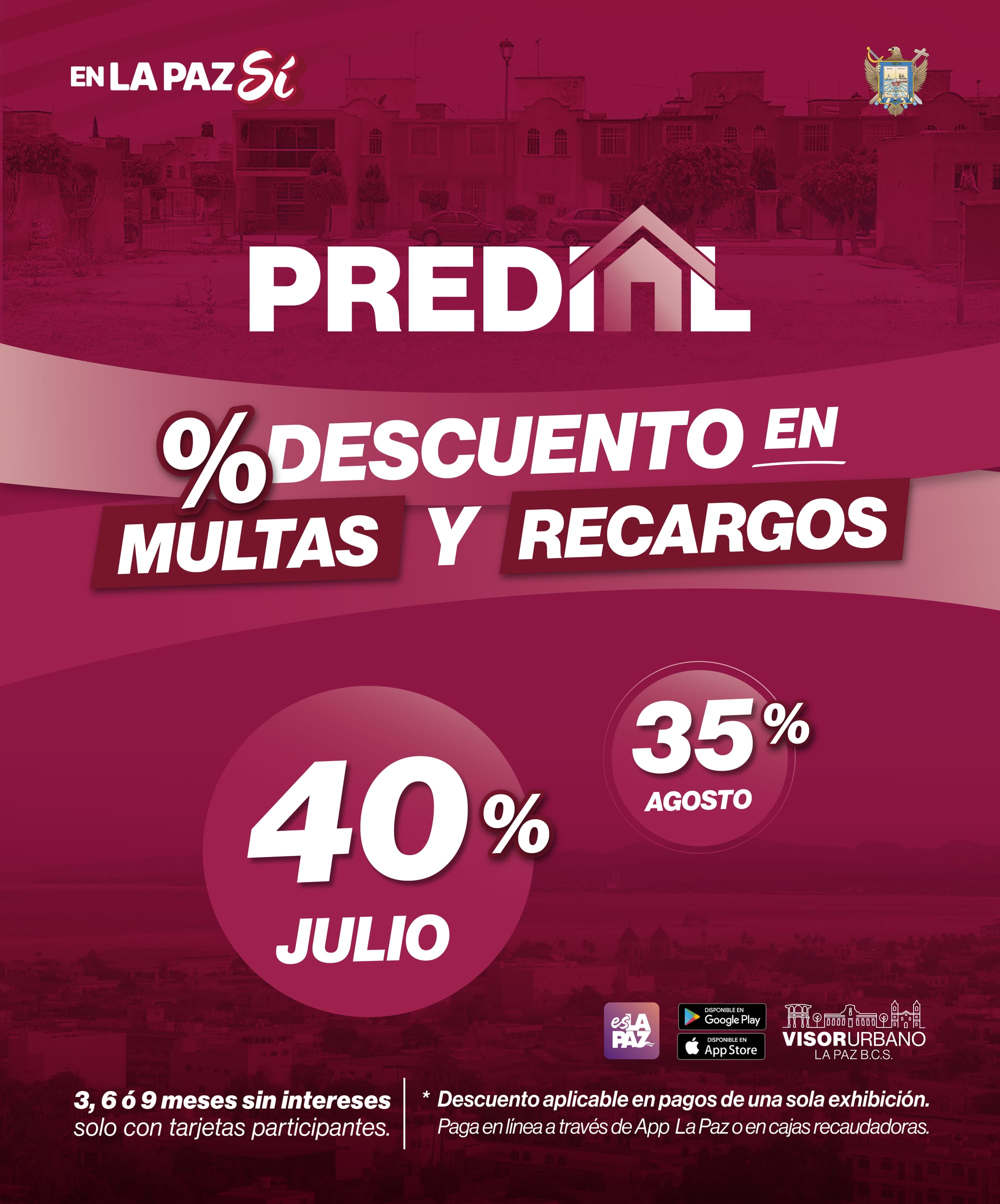 Mantiene Ayuntamiento de La Paz 40% de descuento en impuesto predial