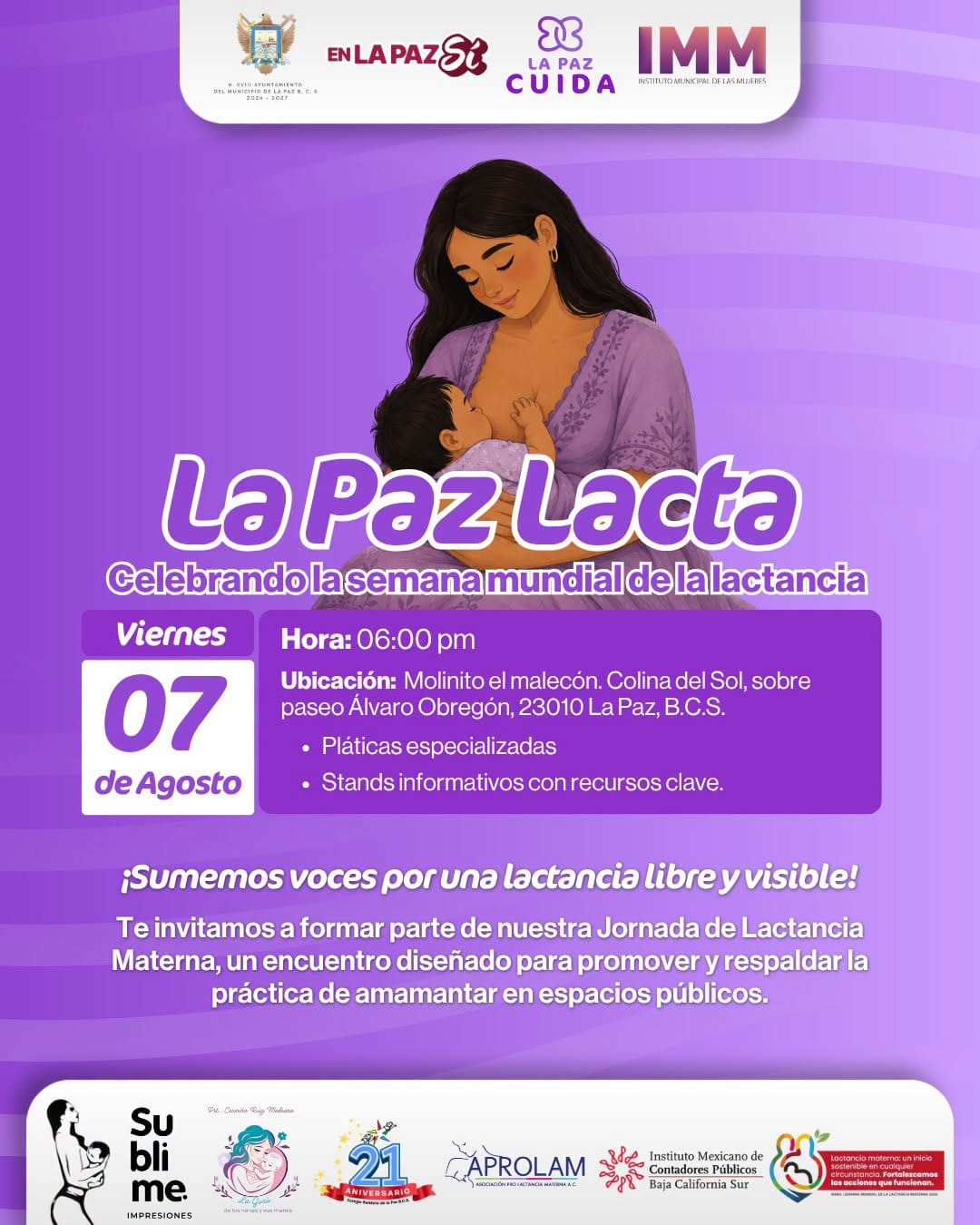 Instituto Municipal de las Mujeres invita a visibilizar la lactancia materna