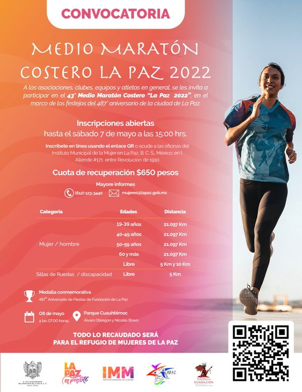 Invita IMMujer al “Medio Maratón Costero La Paz 2022”