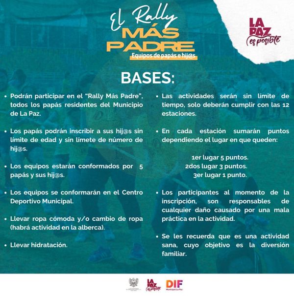 Todo listo para la celebración de “El Rally Más Padre” en La Paz